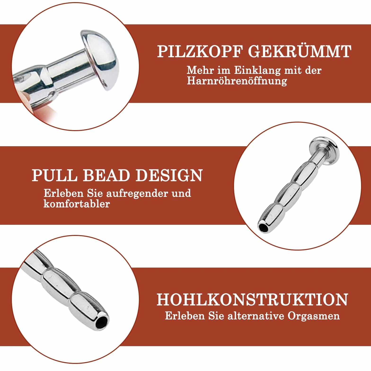 Dilatatore Uretrale Cavo in Acciaio Inossidabile per Uomo, Stimolatore del Glande Giocattolo Sessuale Erotico (6mm)