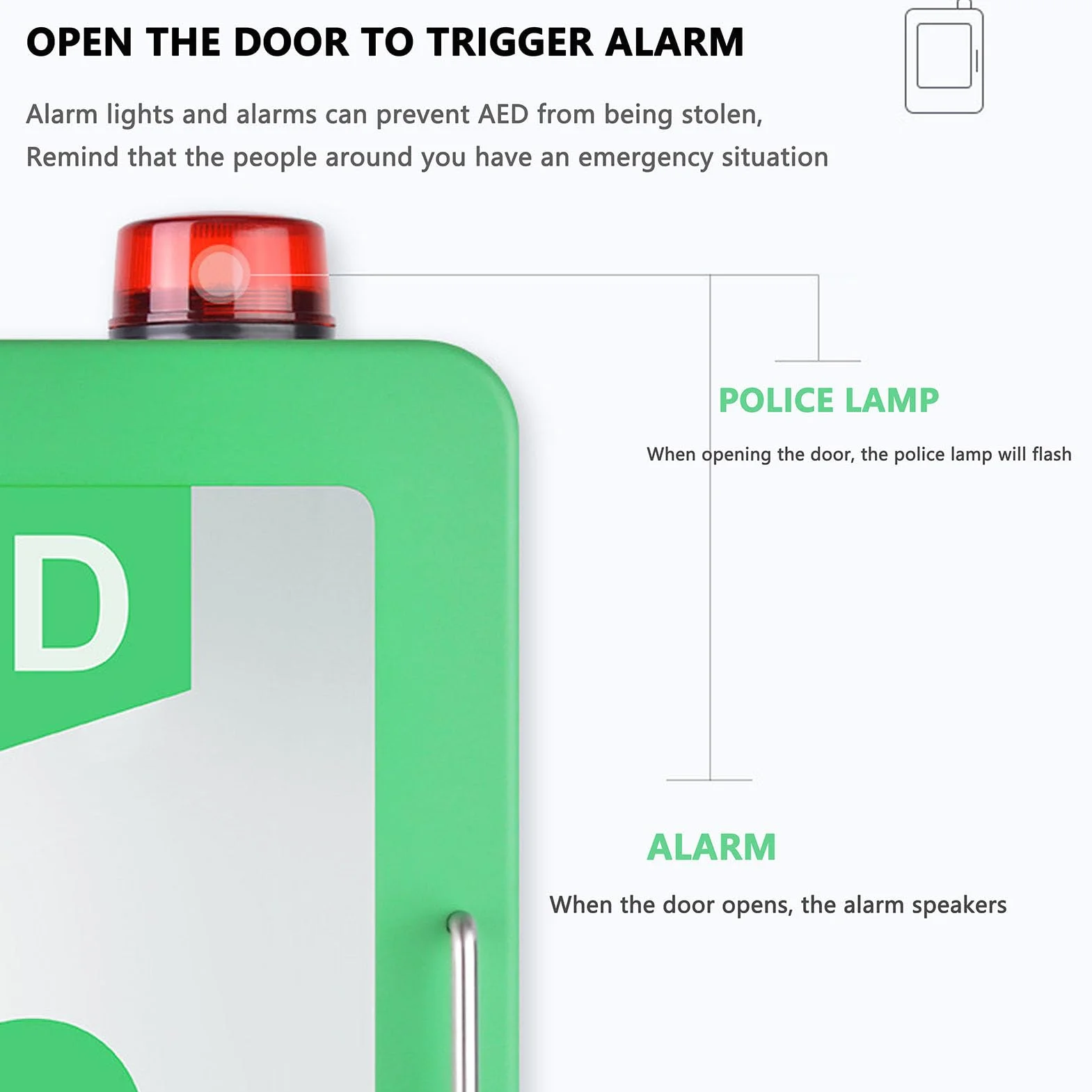 Mobile di stoccaggio defibrillatore AED a parete, scatola di allarme, armadietto pronto soccorso 45x35 Rosso