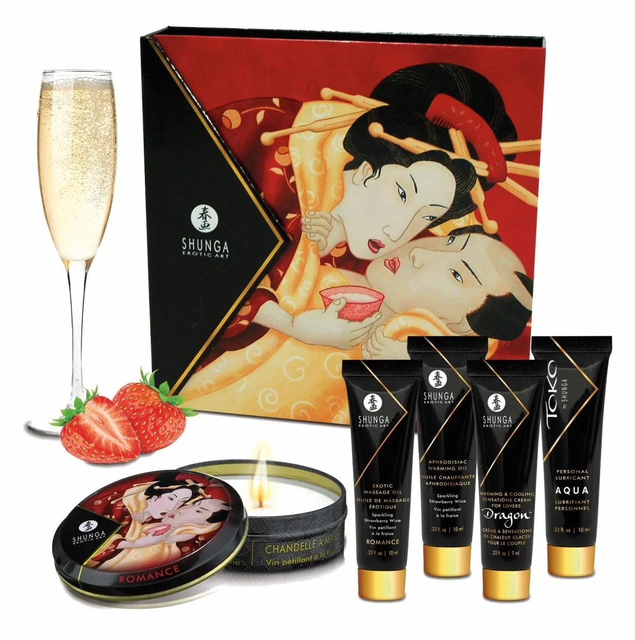 Shunga Set regalo Spumante Geisha alla fragola