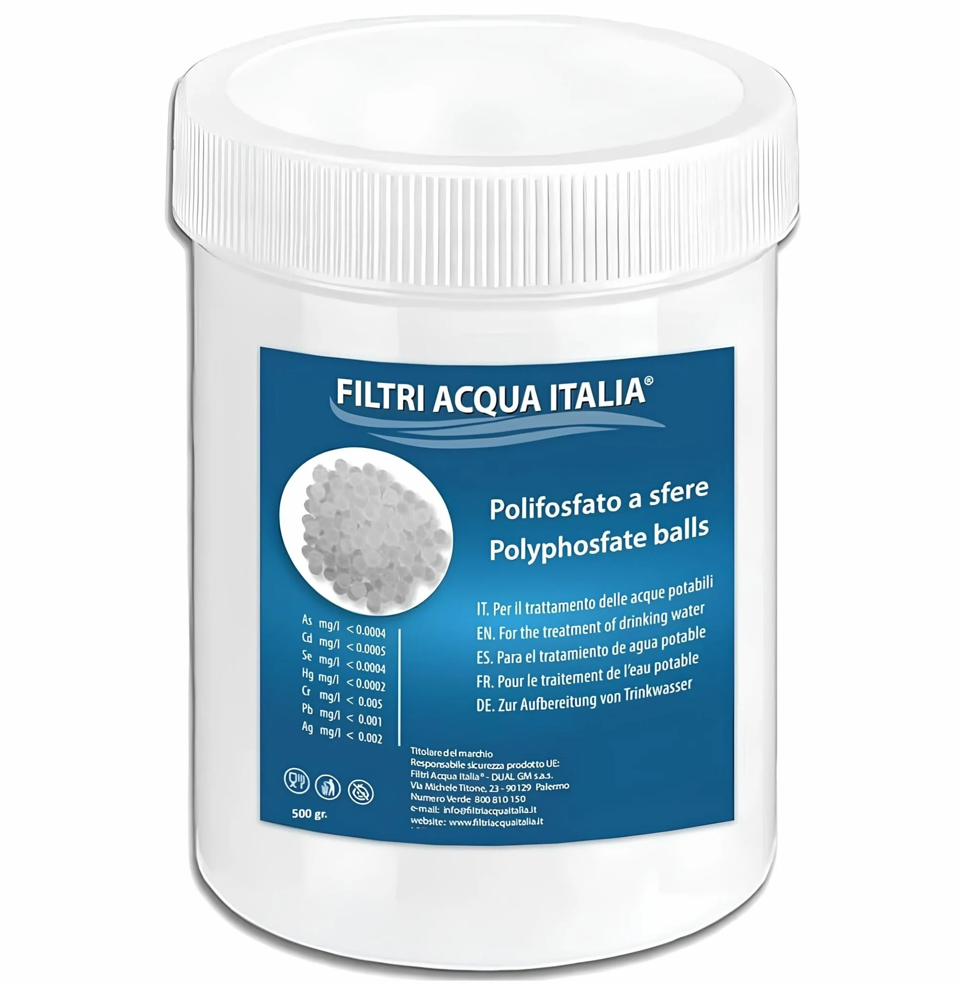 Polifosfati a Sfere 500 gr Ricarica per Filtri Anticalcare Lavatrice
