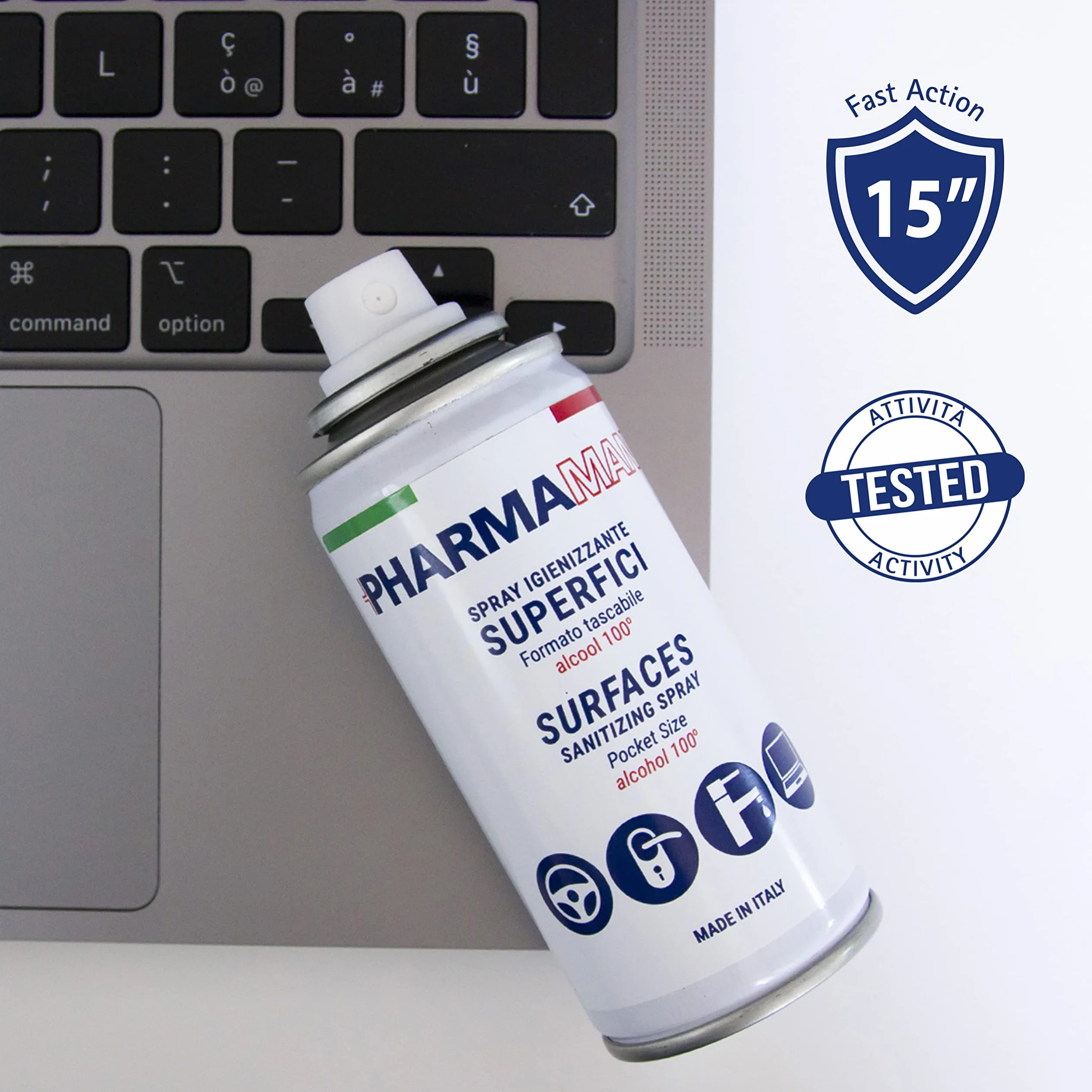 Pharmamani Spray Igienizzante Superfici Tascabile 100 ml Alcool Efficacia Immediata
