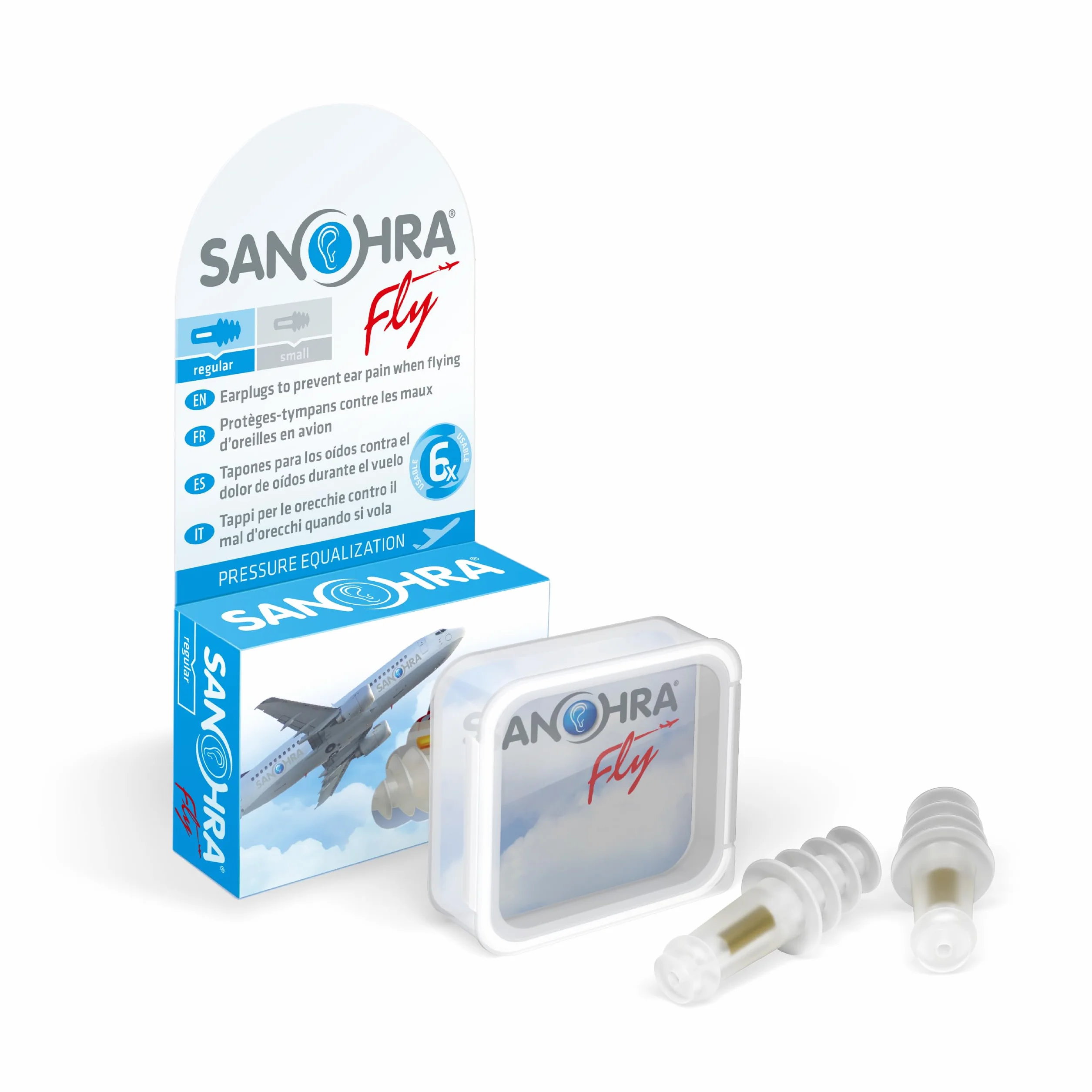 SANOHRA fly tappi per le orecchie contro la pressione in volo riutilizzabili fino a 6 voli