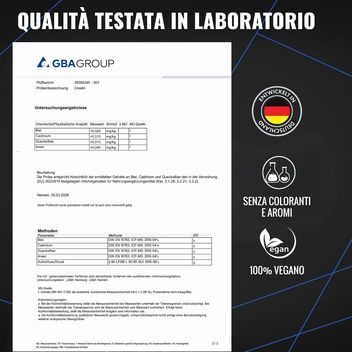 Creatina Monoidrata 500g 147 Porzioni Extrapura Senza Impurità Vegan Sviluppata Germania