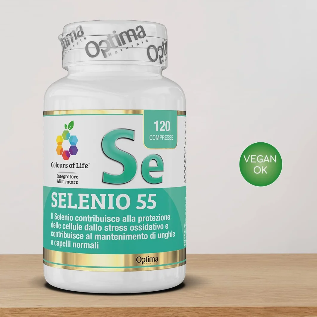 Colours of Life Selenio 55 - Integratore di Selenio - Antiossidante - Mantenimento di unghie e capelli normali - Vegano, 120 compresse