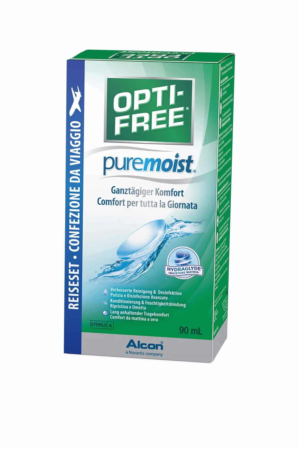 Opti-Free PureMoist - Soluzione di manutenzione per lenti, confezione da viaggio, 1 x 90 ml