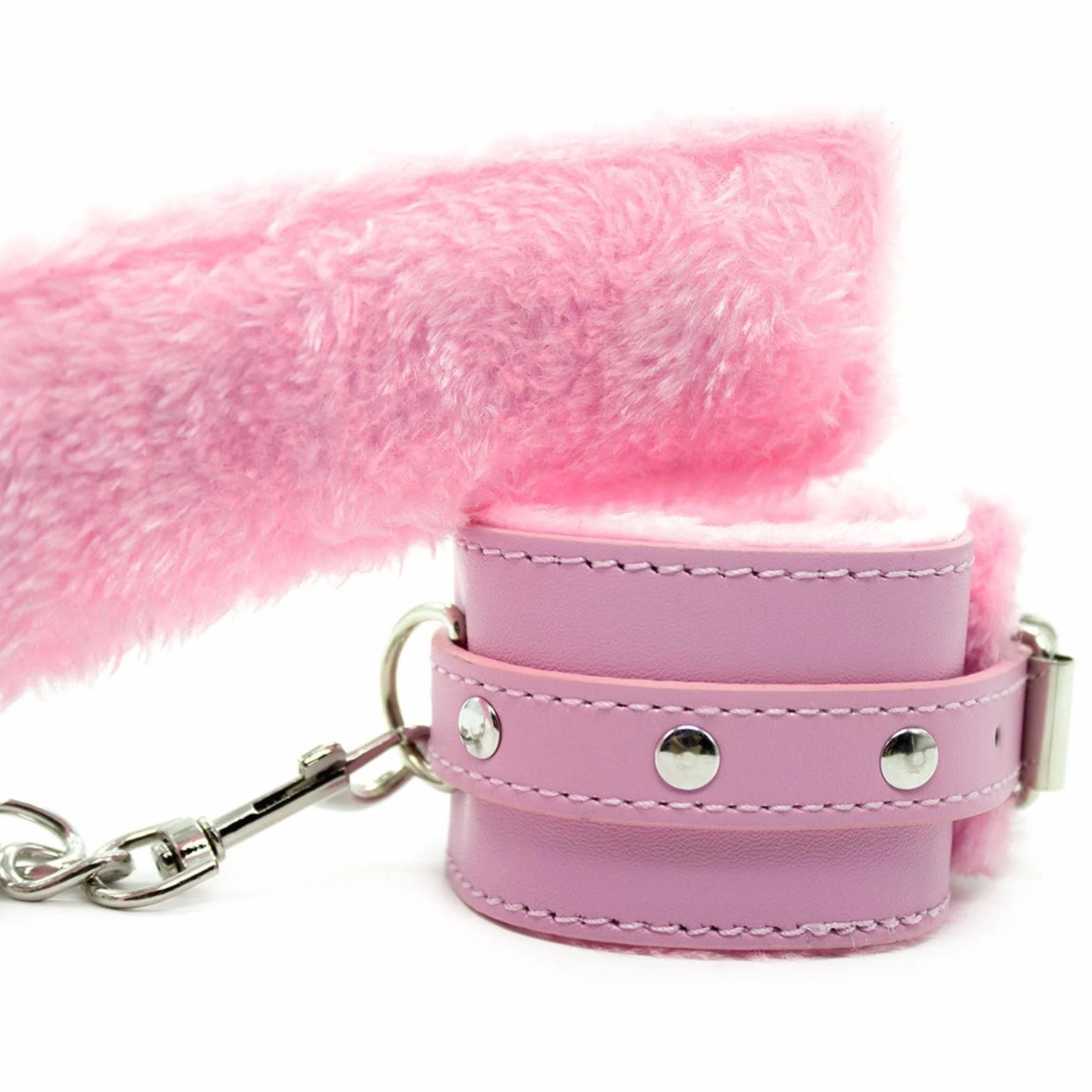 BDSM Manette in pelle e peluche con cinghia per benda, set bondage per giochi di coppia