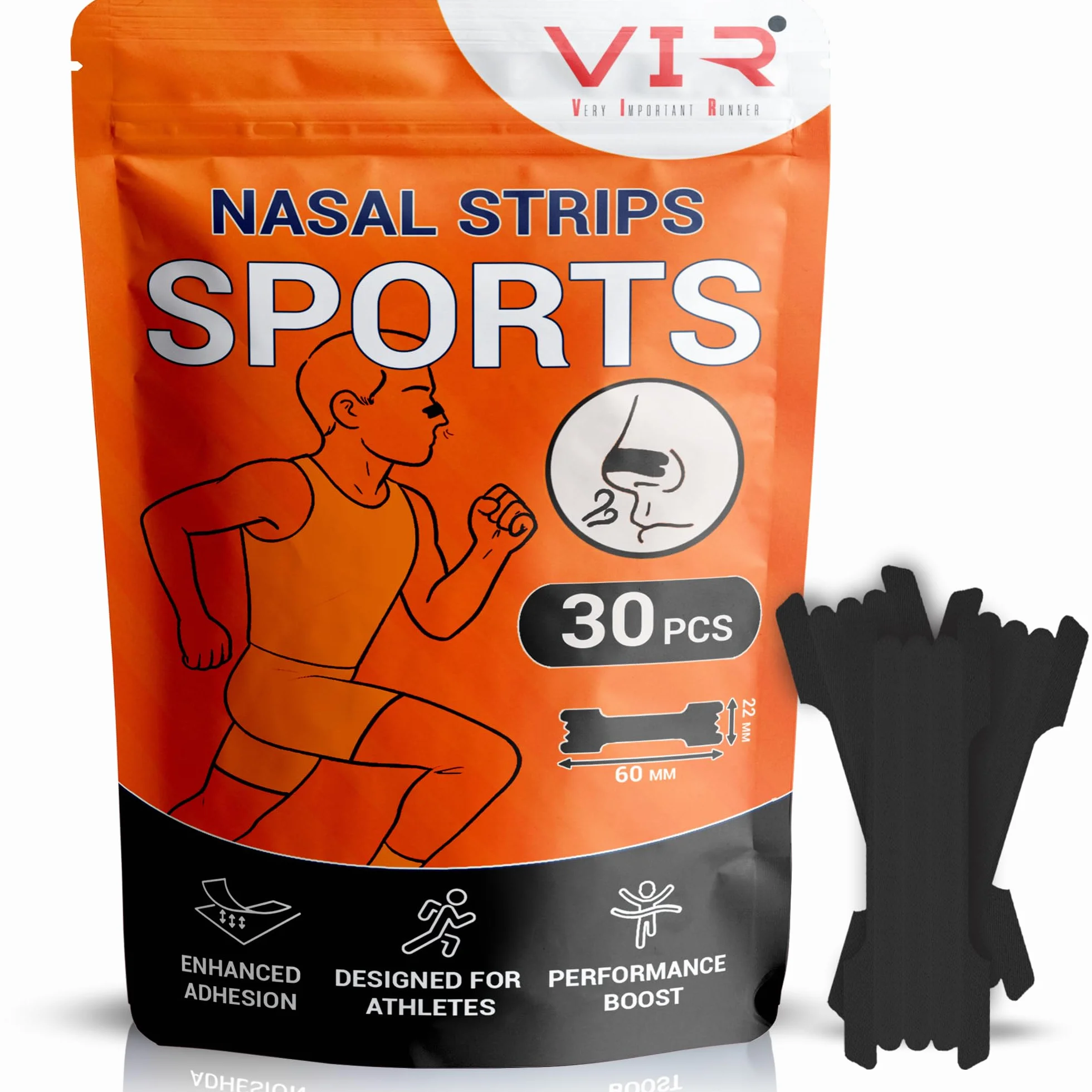 Cerotti Nasali per Sport Extra Forte 30 Pezzi - Nasal Strips per Corsa, Ciclismo, Fitness (60 x 22 mm)