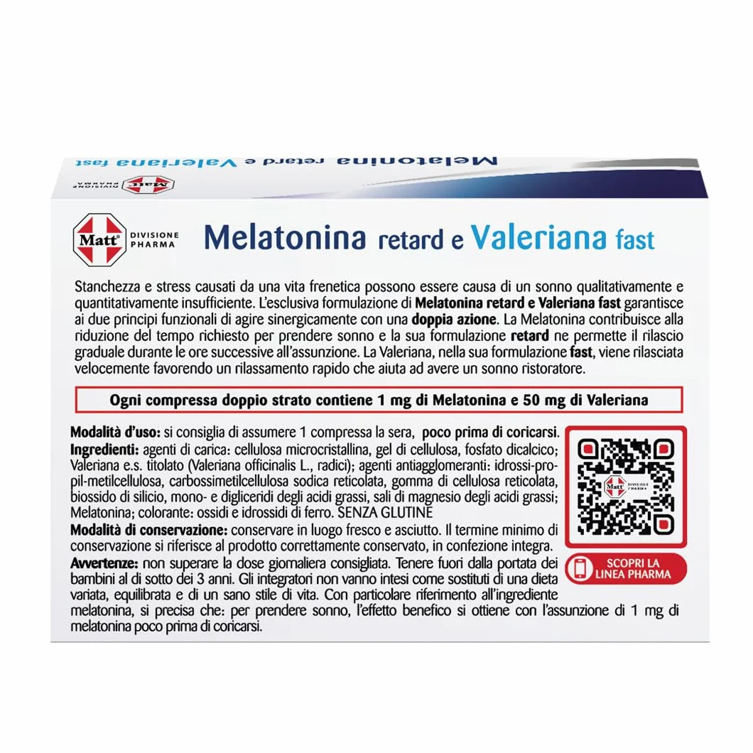 Melatonina Retard Valeriana Fast Integratore Alimentare 30 Compresse