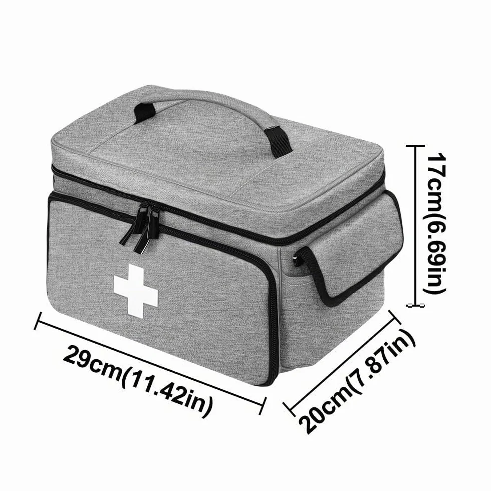 Kit di pronto soccorso Boczif, Borsa di trasporto per emergenza, Organizer medico per casa ufficio viaggi all'aperto (grigio)