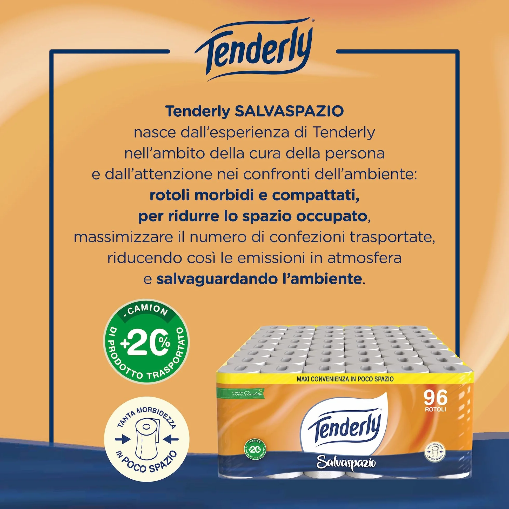 Tenderly Salvaspazio Carta Igienica 90 Rotoli 2 Veli 220 Strappi con Malva e Calendula