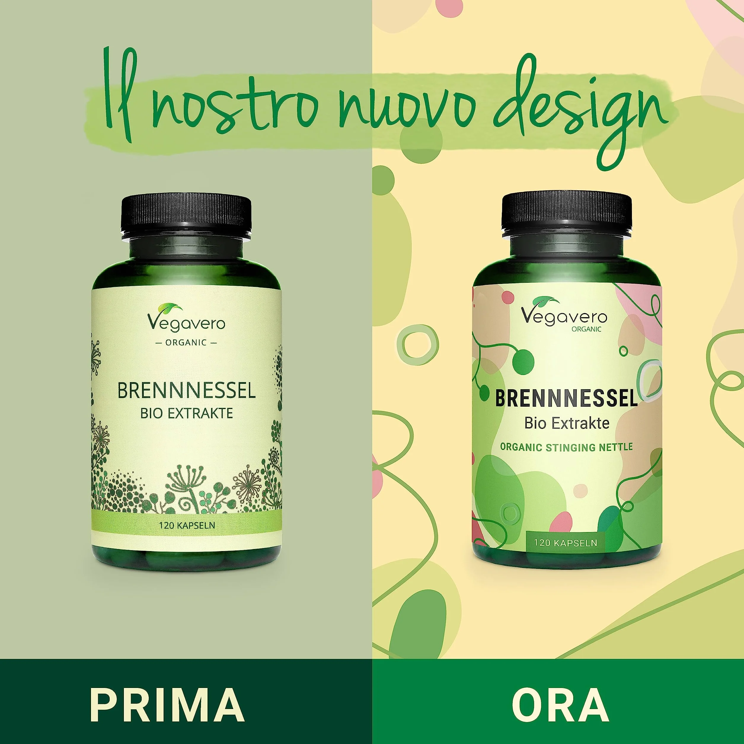 Vegavero ORTICA BIO 450 mg Estratto Radice Foglie Urtica Dioica 120 capsule Prostata Vie Urinarie