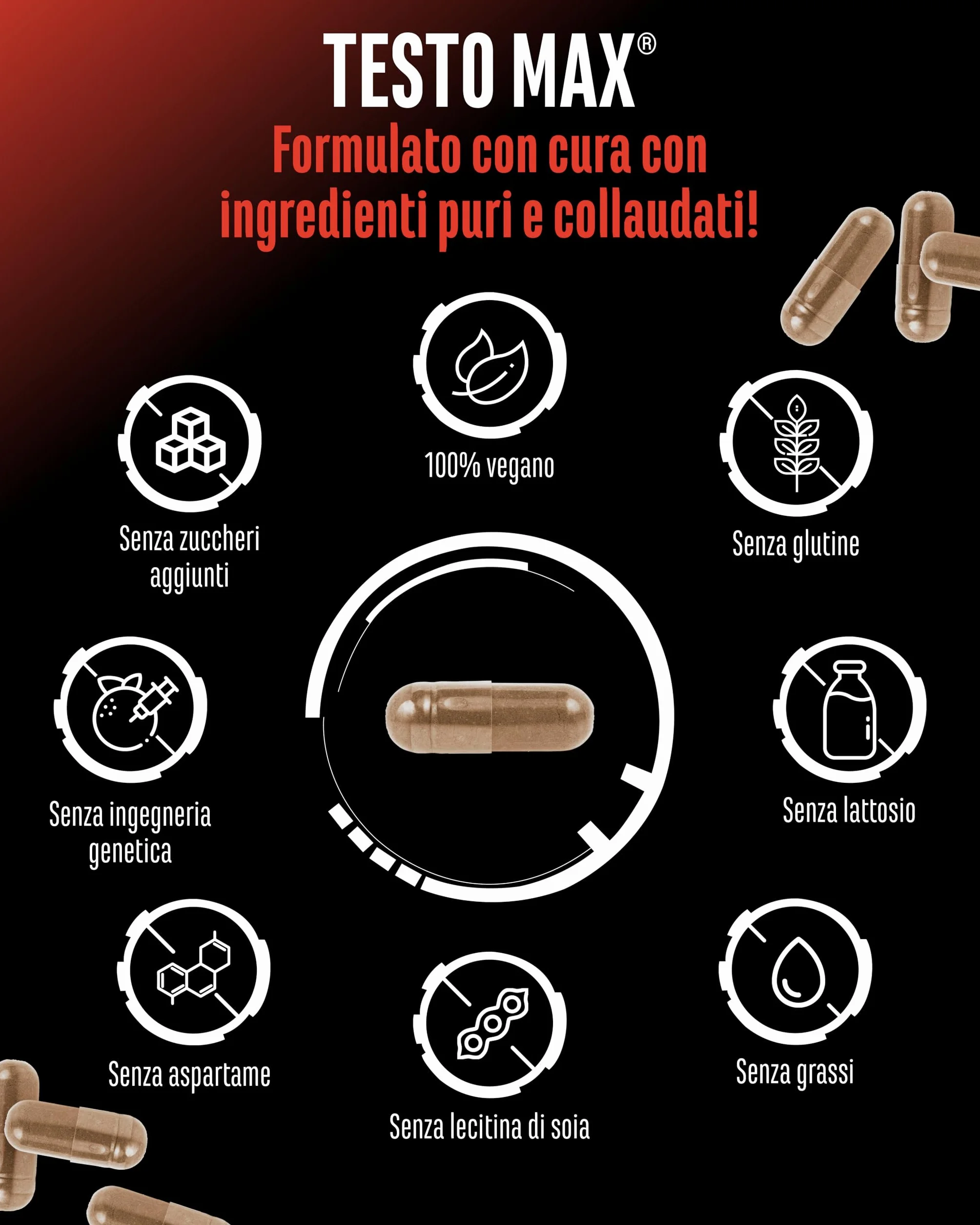 Testo MAX® - 270 Capsule - Extra Alto Dosaggio con 7323 mg per Dose Giornaliera - con Acido D-Aspartico - Tribulus - Estratto di Maca - Boro - Zinco - Aminoacidi - Vegano