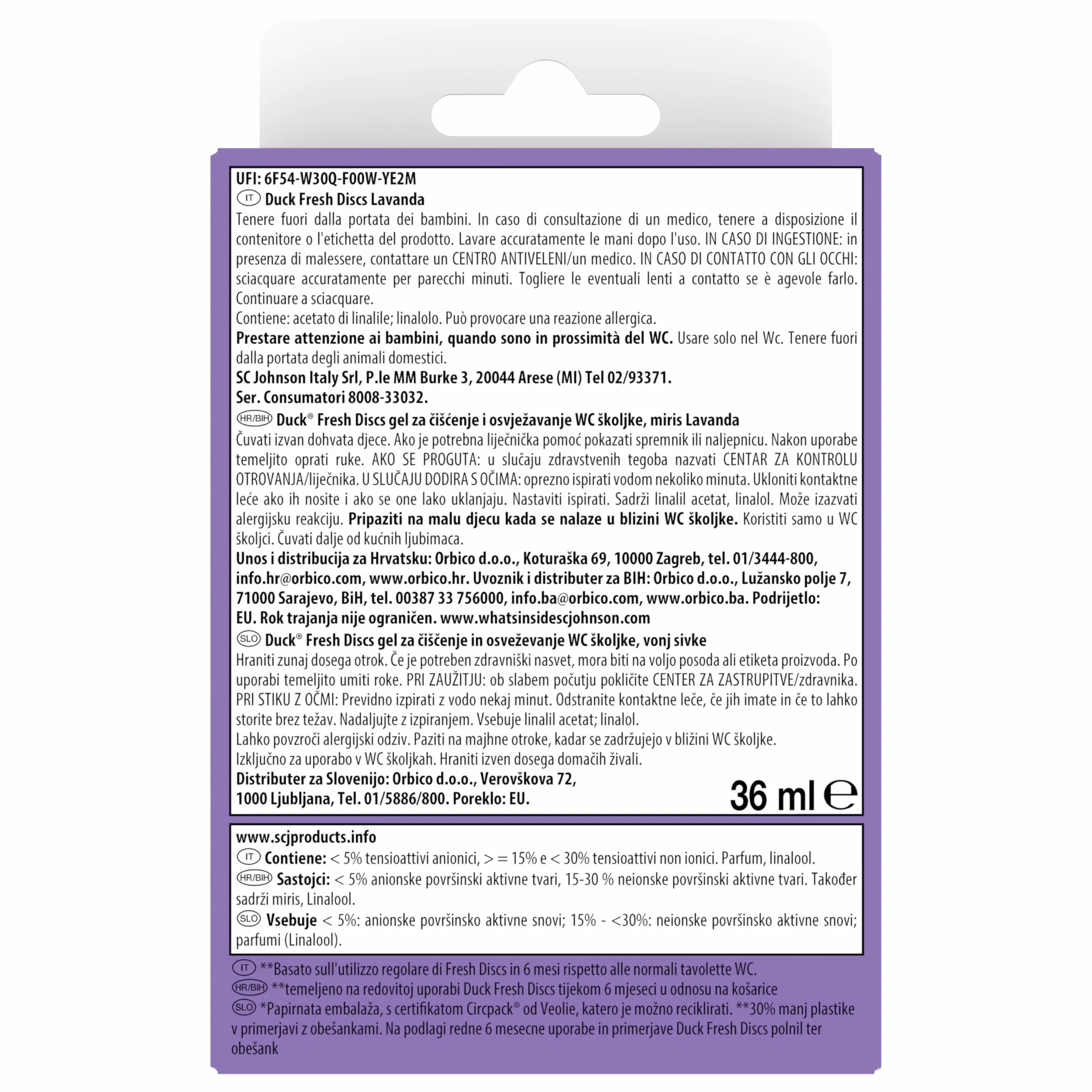 Duck Fresh Discs - Base per Dischi Gel Igienizzanti WC, Fragranza Lavanda- Formato Scorta 5 Applicatori, 30 dischetti