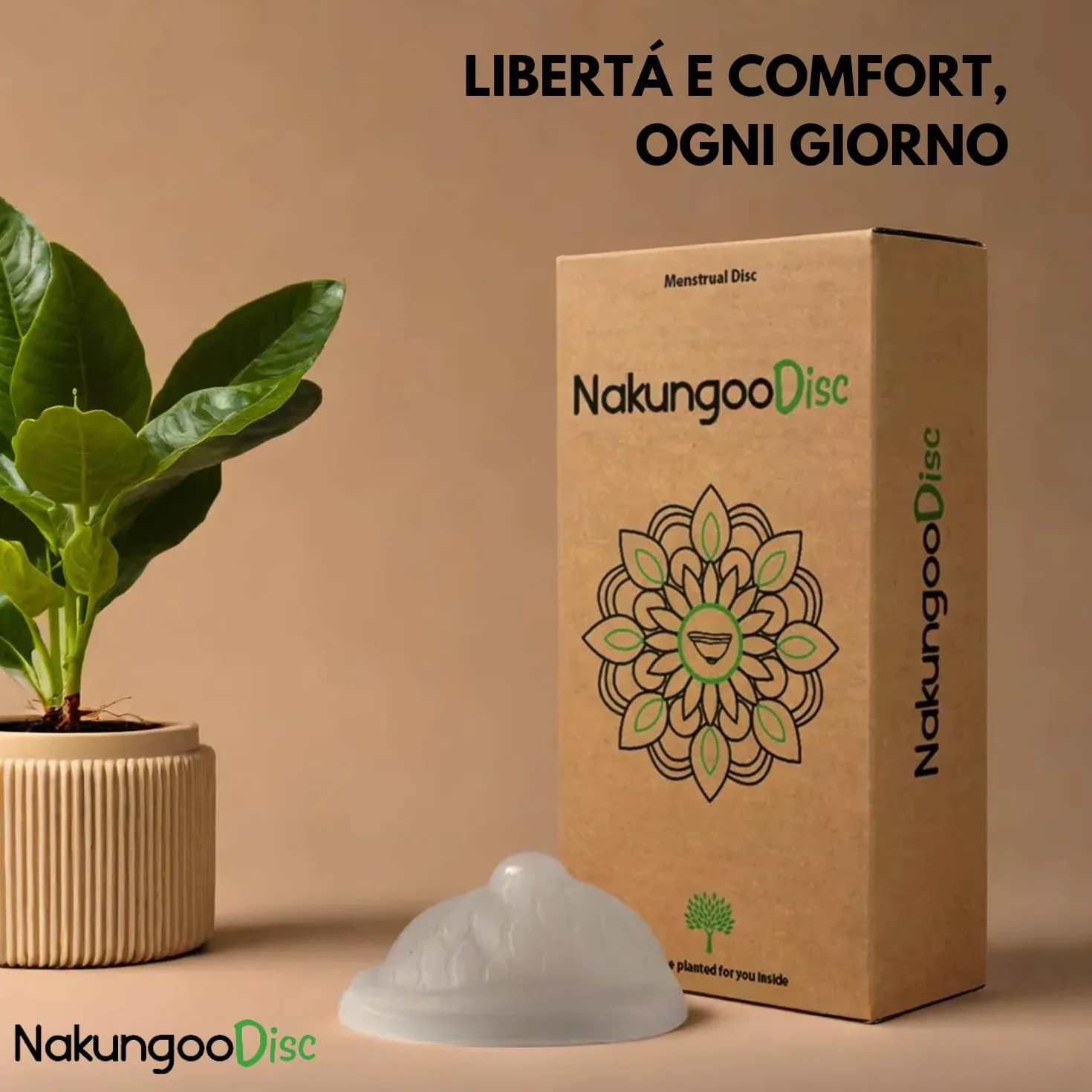Nakungoo Disc Disco Mestruale Morbido 100% Silicone Medicale Certificato, Riutilizzabile, per Rapporti Sessuali | Kit 2 Misure (S e L) per Flusso Abbondante e Leggero con Sterilizzatore ed Accessori