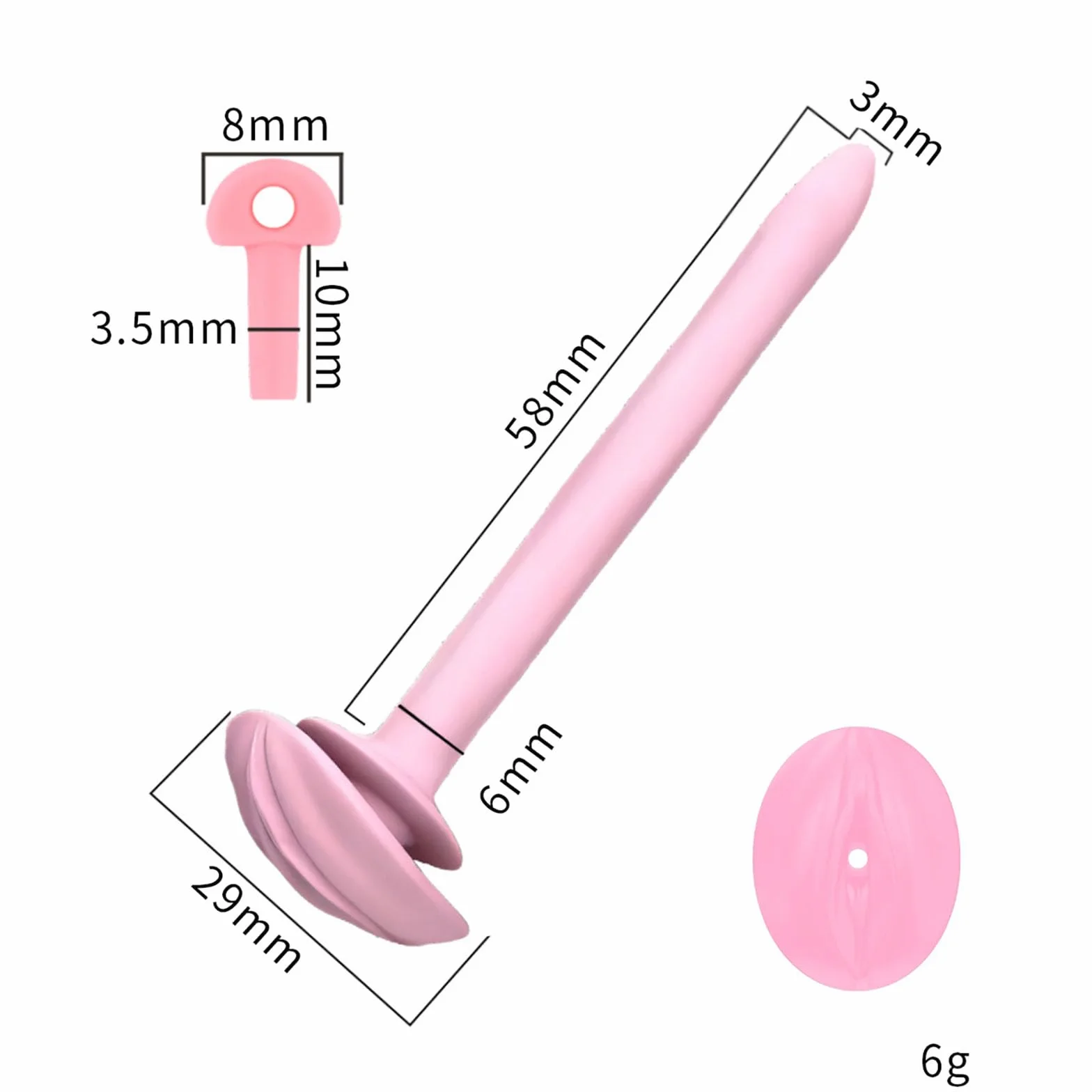 Gabbia Per Pene in Silicone Da 6 Mm Plug Per Pene Con Design Anti-sissy Dilatatore Uretrale Catetere Giocattolo Sessuale Estremo Per Uomini (Pink)
