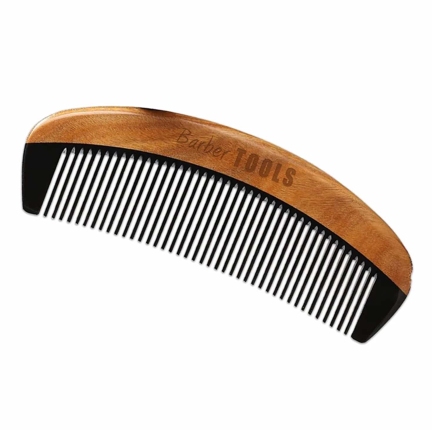 ✮ Barber Tools ✮ Pettine Barba e Baffi in legno di sandalo e Corno di Bufalo di alta qualità antistatica con PU.