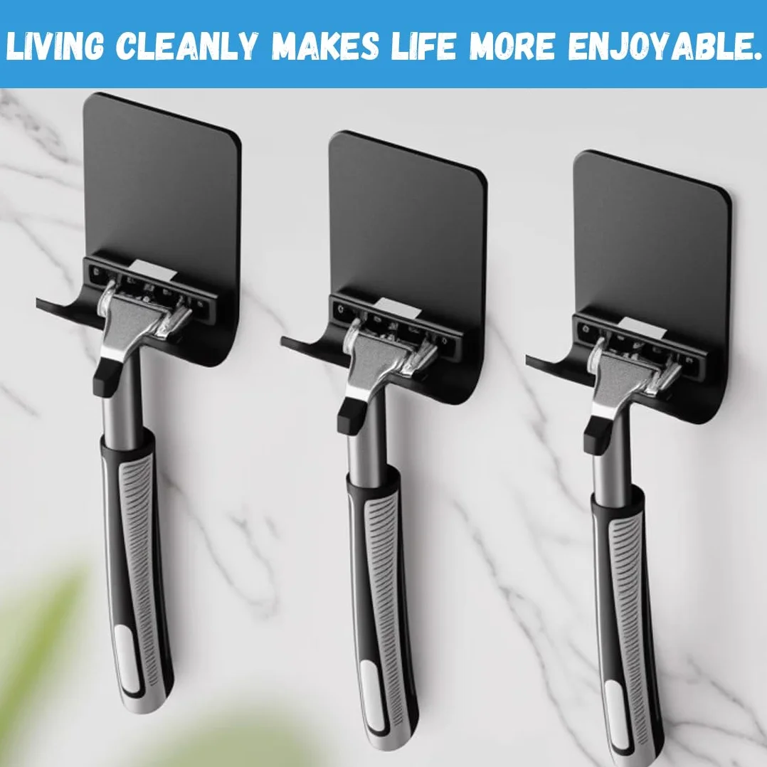 Porta Rasoio Doccia, Gancio Doccia, Supporto Rasoio, Ganci Porta Rasoio Autoadesivi, Ganci Adesivi, Shower Holder, Ganci Adesivi per Bagno Cucina Toilette Ufficio (3 Pezzi, Nero)