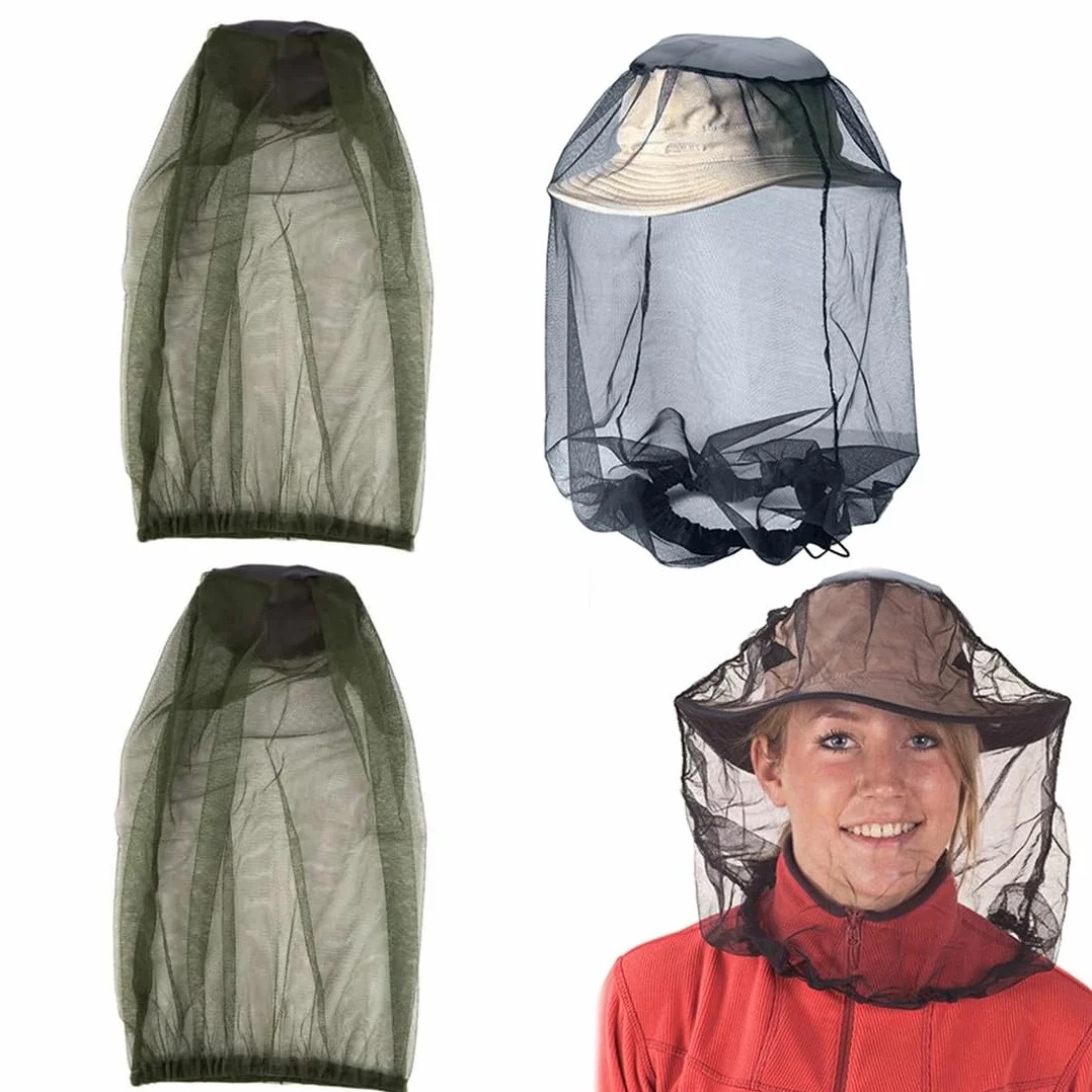 Cappello con Retina Antizanzare Apicoltura Maschera per Insetti Pesca all'Aperto Nero Verde