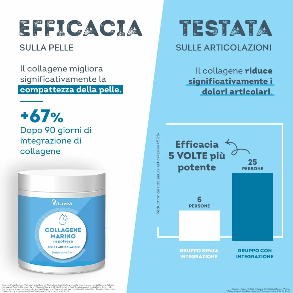Collagene Marino in Polvere con Vitamina C 10000 mg Peptidi di Collagene di Pesce - Collagene Idrolizzato - Aroma Limone e Lime Vitavea