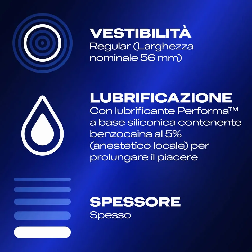 Durex Sync Preservativi Ritardanti con Rilievi e Lubrificante, 10 Profilattici