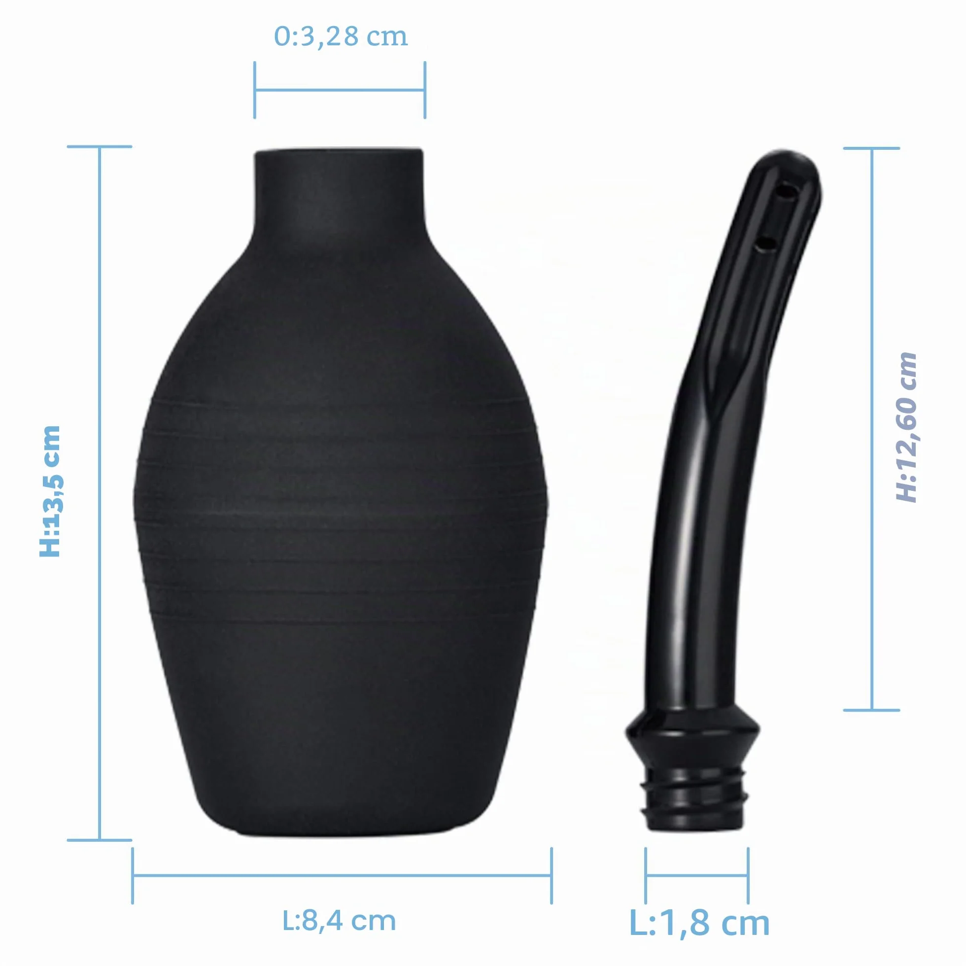 TopQuaFocus 294ml Lampadina per clistere Doccia anale Caffè per clistere per uomo Donna Pulizia punte 4,8' (nero)