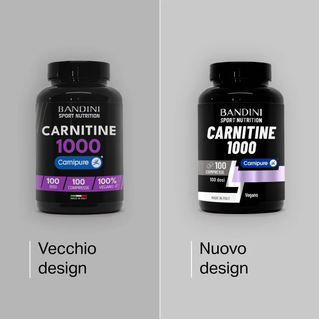 Bandini® L CARNITINA 1000 | 100 Compresse con Carnipure® (100 dosi, 100 giorni) | Integratore con L-Carnitina Tartrato Vegan | Carnitine Pura per Atleti e Sportivi - Energia, Resistenza e Recupero