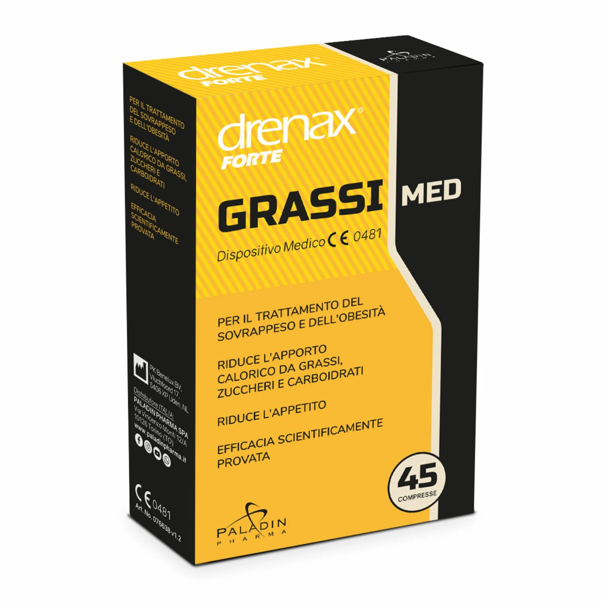 Drenax Forte Grassi Med Dispositivo Medico 45 Compresse Riduce Assorbimento Grassi Zuccheri Carboidrati