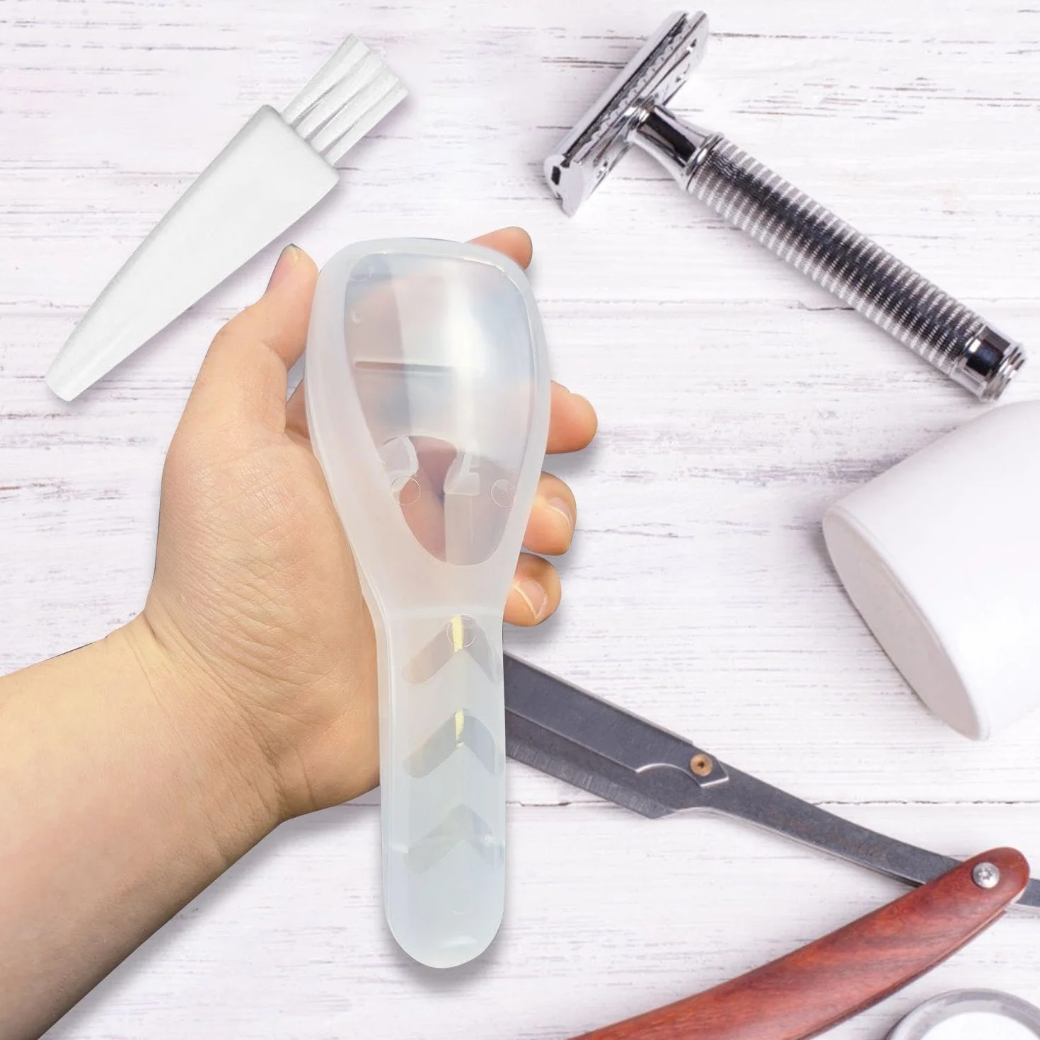 Custodia Da Barba Trasparente Impermeabile Da 2 Pezzi E Pennelli Da 2 Pezzi, Custodia Da Barba Portatile, Custodia Antipolvere Per Rasoi