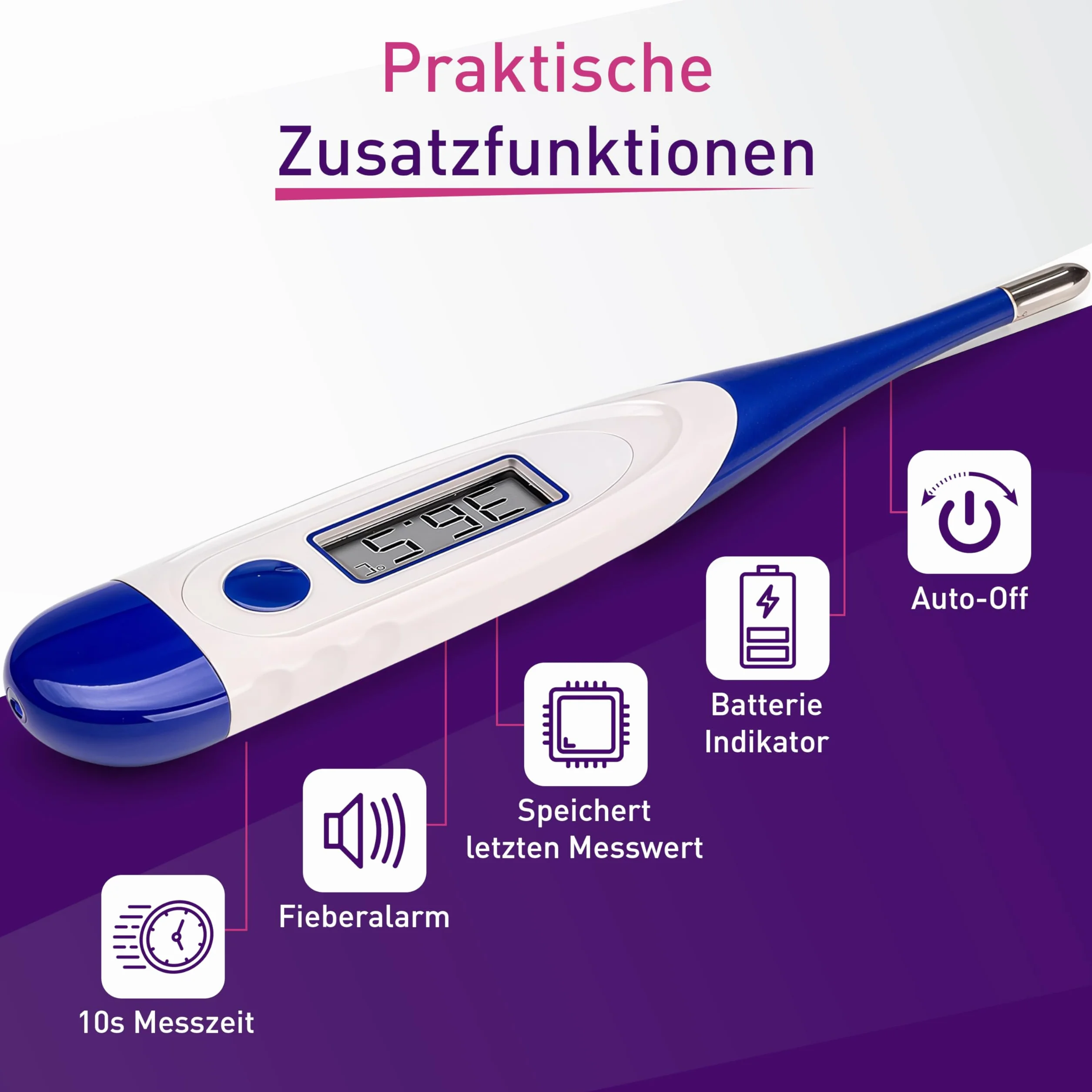 Termometro Febbre Digitale Clinico Corpo Flex Speed SC 1501 blu