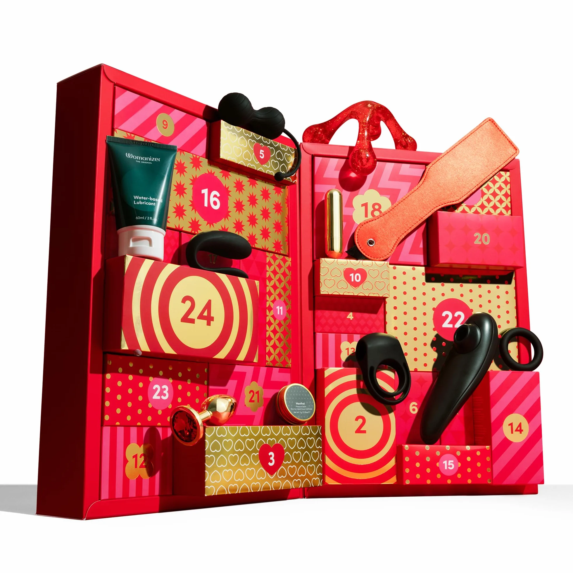 Womanizer Calendario dell'Avvento 2025 | Set regalo di sex toys per 24 giorni | Giochi erotici per adulti, uomini, donne, coppie | Vibratori, bondage, masturbatore, lubrificante | Valore di oltre €550