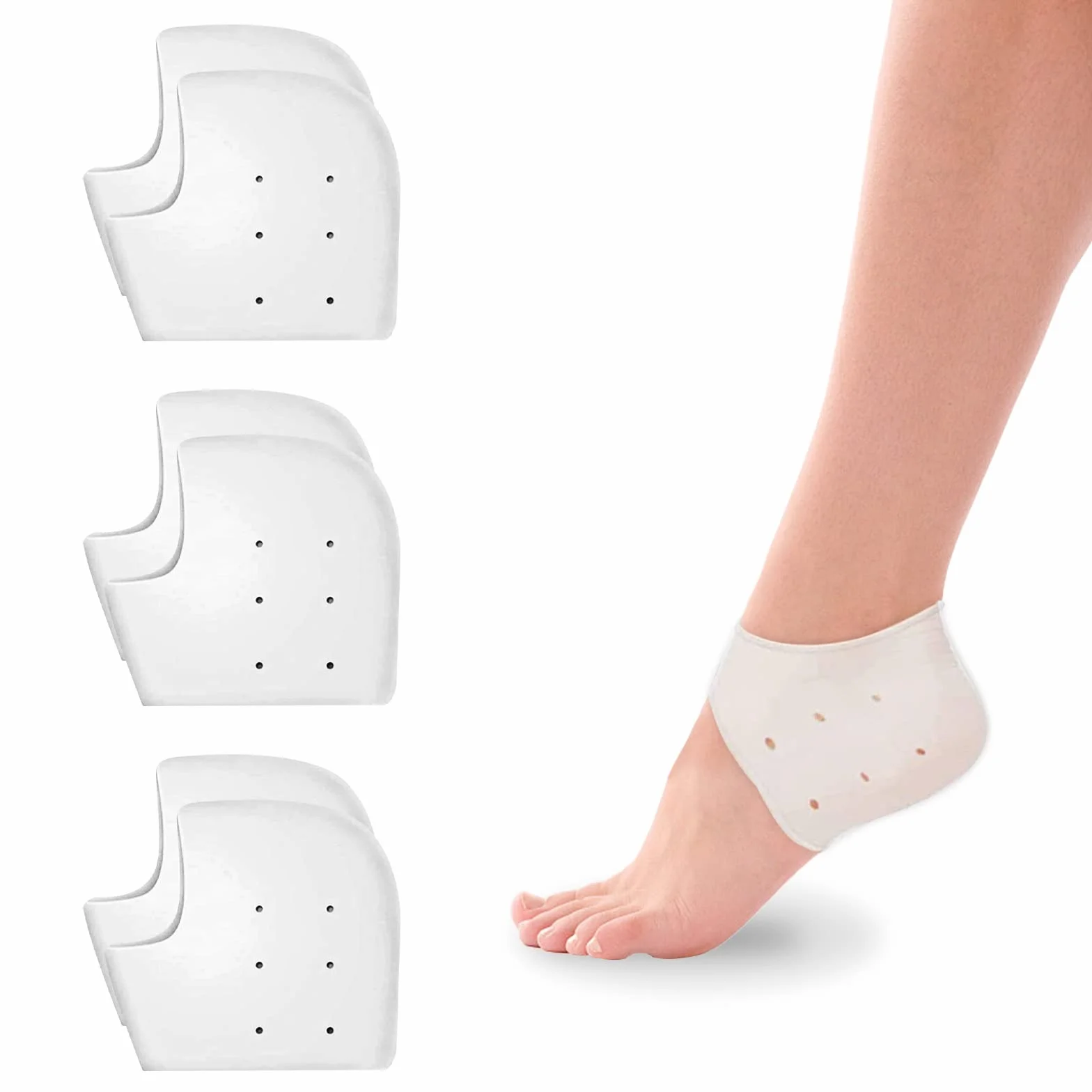 Newpop 3 Paia Proteggi Cuscinetti per Tallone in Silicone Gel Calze, Sollievo Dolore Fascite Plantare