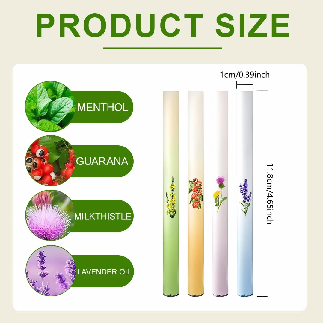 Aromatherapy Inalatore,4 pcs Penna Aromaterapia Erbe Polic Puliti Insalatore Con Tripli Estratti Piante