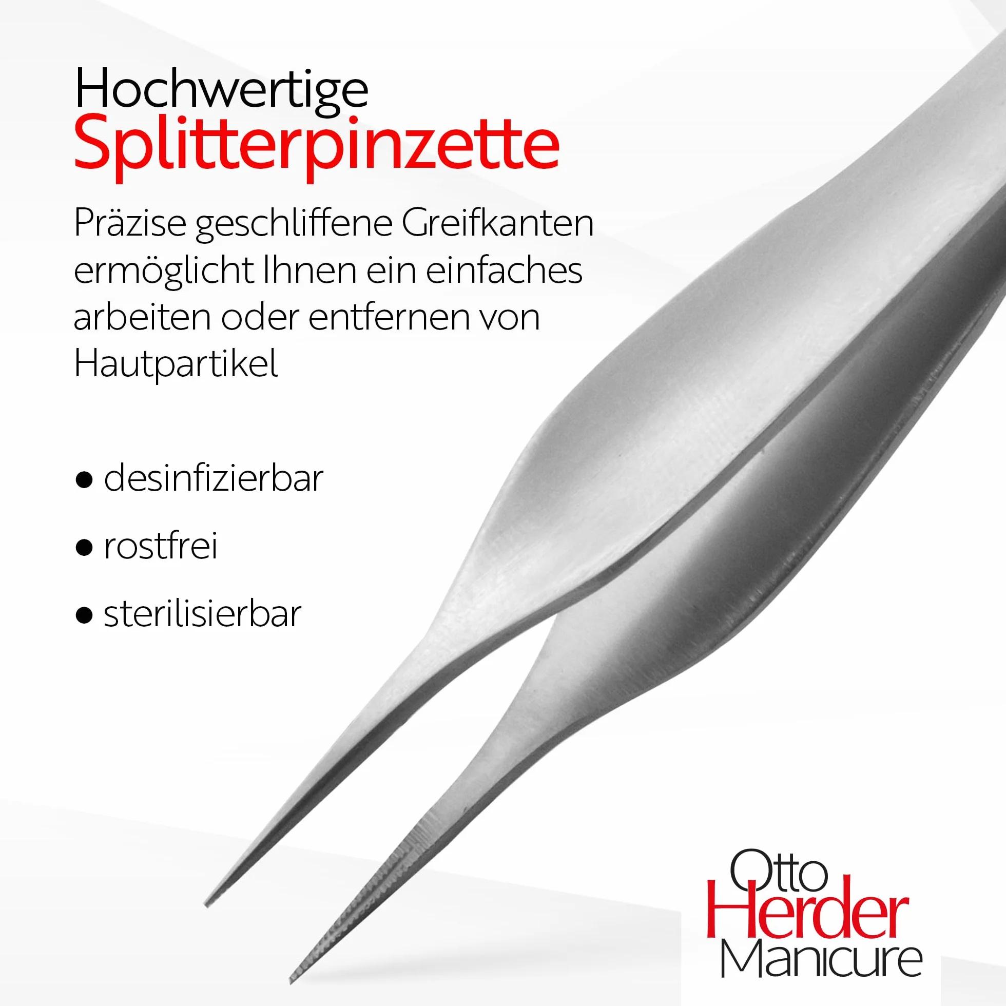Otto Herder Pinzetta manicure con punta fine 11,3 cm, acciaio strumentale, qualità medica