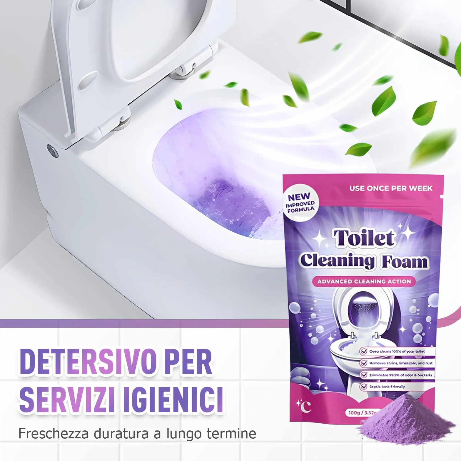 Disincrostante WC, 2026 Nuovo Detergente Anticalcare in Detergente per WC, Self-Cleaning Foam, Scioglie Gli Ingorghi Elimina Incrostazioni di Calcare e Ruggine per la Pulizia di W C e Bagno (1Pcs)