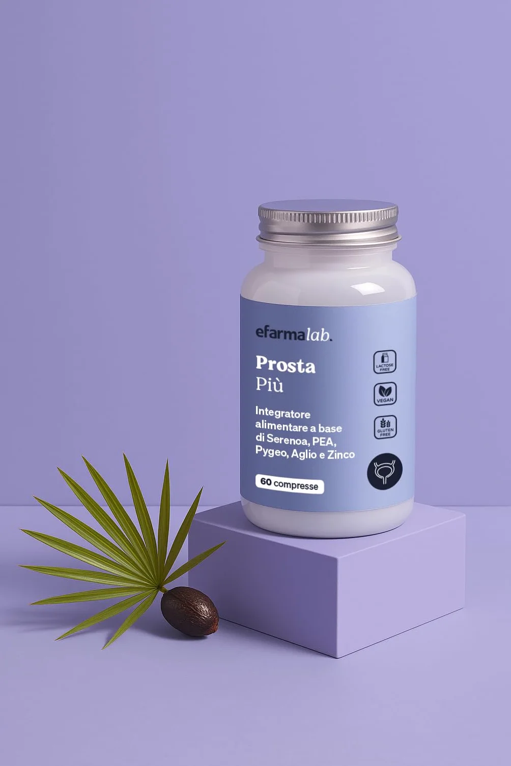 eFarmaLab Integratore per la Prostata con Serenoa Repens, Pygeum, PEA e Zinco 60 Compresse Made in Italy