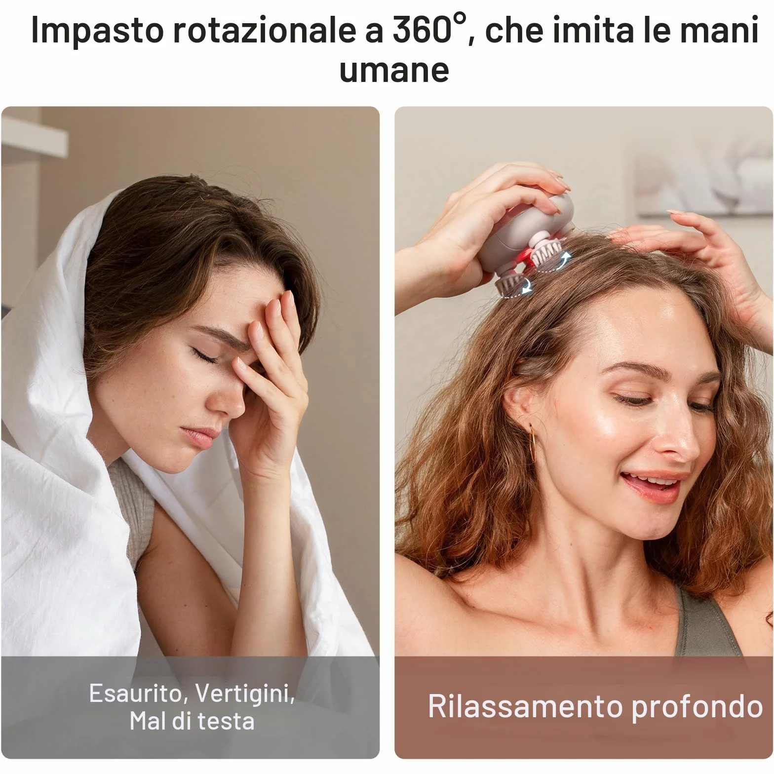 arboleaf Massaggiatore Cuoio Capelluto e Corpo Elettrico Massaggiatore Testa Ricaricabile Impermeabile IPX7 con 8 Teste di Massaggio in Silicone Per il Rilassamento del Corpo, Regalo, Rosa