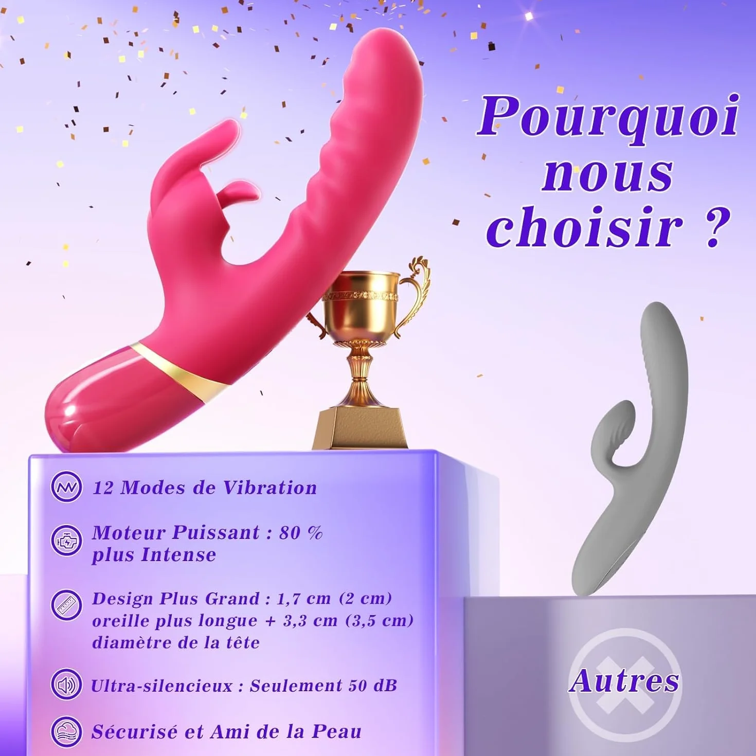 Vibratore Rabbit, Vibratoreper Donna Professionale con AI, Tripla Stimolatore per Clitoride con 12 Modalità Sexytoysys Donna Coppia Vibratoriper Donne Sex Toys Sessuali, 23cm Vibrator Sextoys