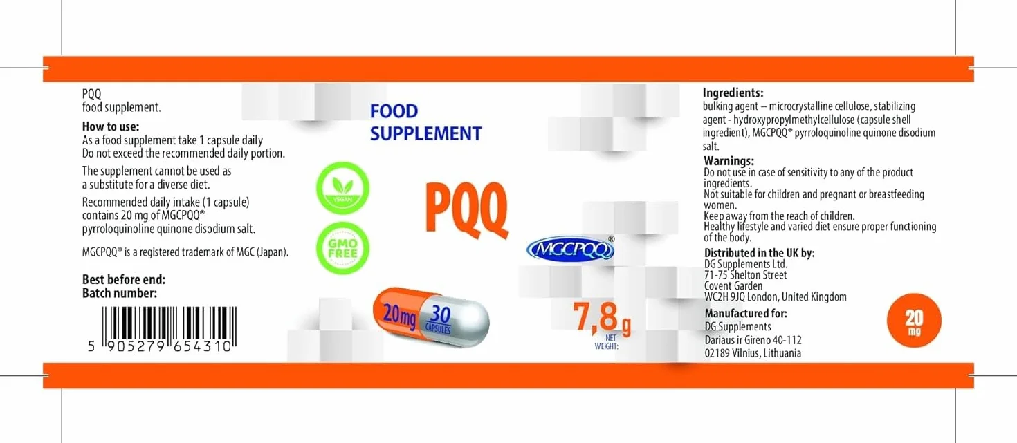 Hepatica PQQ | 20 mg (MGCPQQ®) | 30 Capsule Vegane | Scorta 1 Mese | GMP & Testato da Laboratorio Indipendente