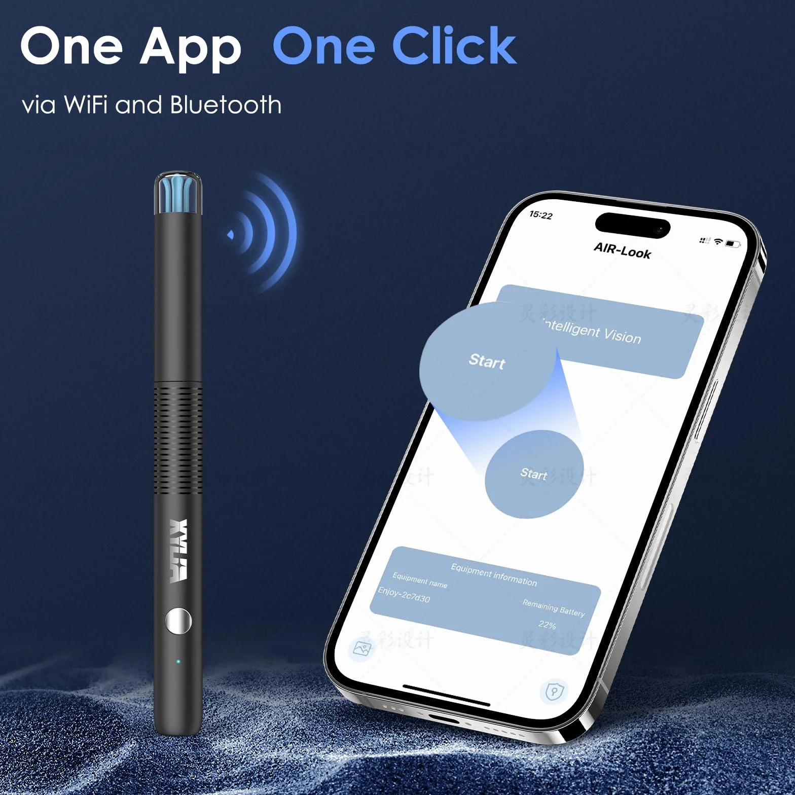 Otoscopio Pulizia Orecchie con Telecamera Ultra HD 1920P 3,5mm WIFI IP67 Impermeabile Compatibile Android IOS Nero