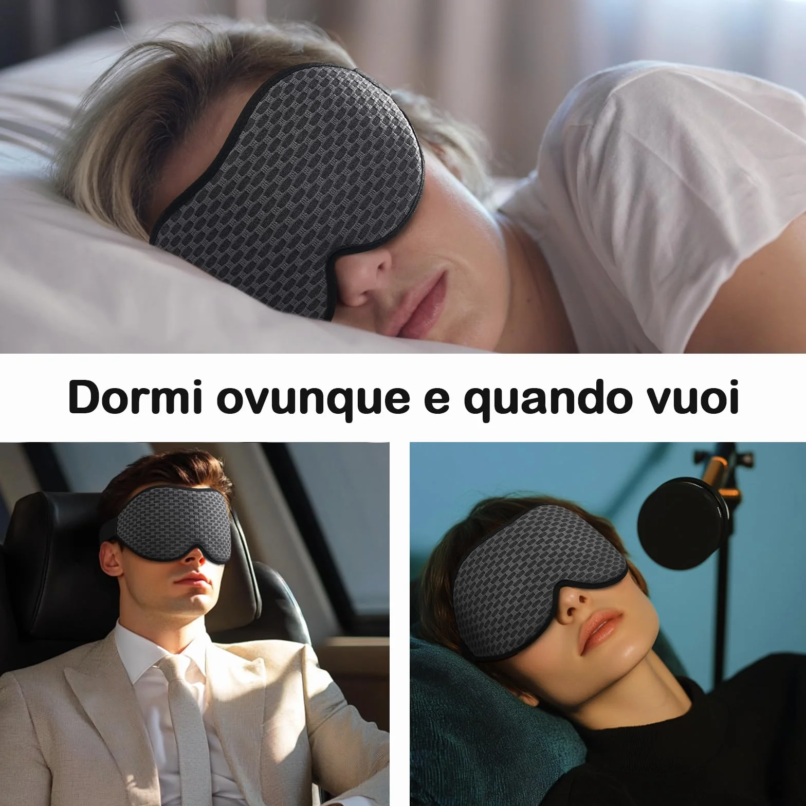 INNELO Maschera da Sono 3D per Uomo e Donna, Versione Migliorata 2025 per Dormitori Laterali, Maschera per Gli Occhi a Blocco 100% della Luce, con Cavità Oculari Comode e Senza Pressione, Grigio