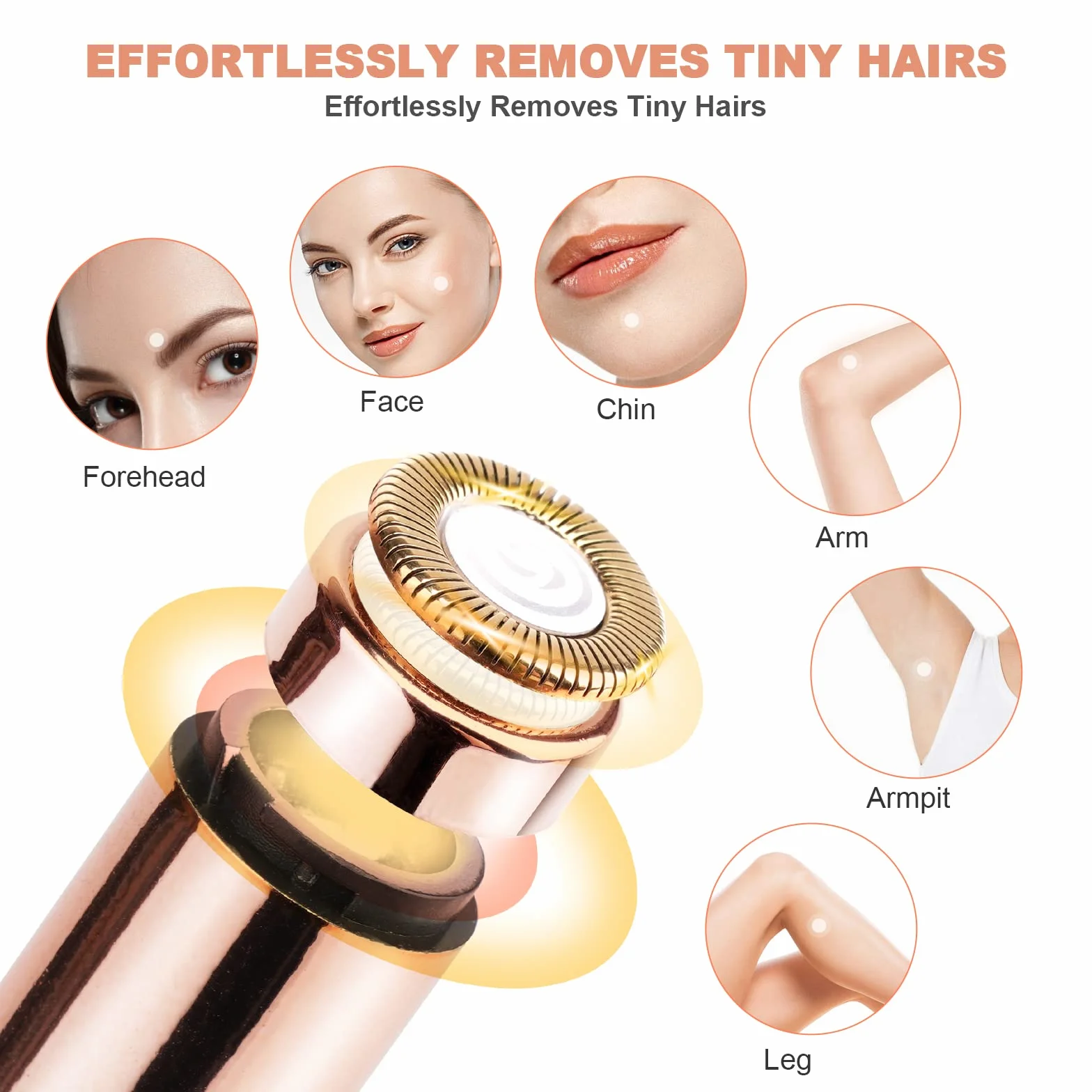ACWOO Depilatore Donna Epilatore Viso Elettrico, Epilatore Delle Sopracciglia Flawless Epilatore Viso, USB Ricaricabile 2 in 1 Mini Epilatore per Sopracciglia, Labbra, Peli del viso, Naso, Orecchie
