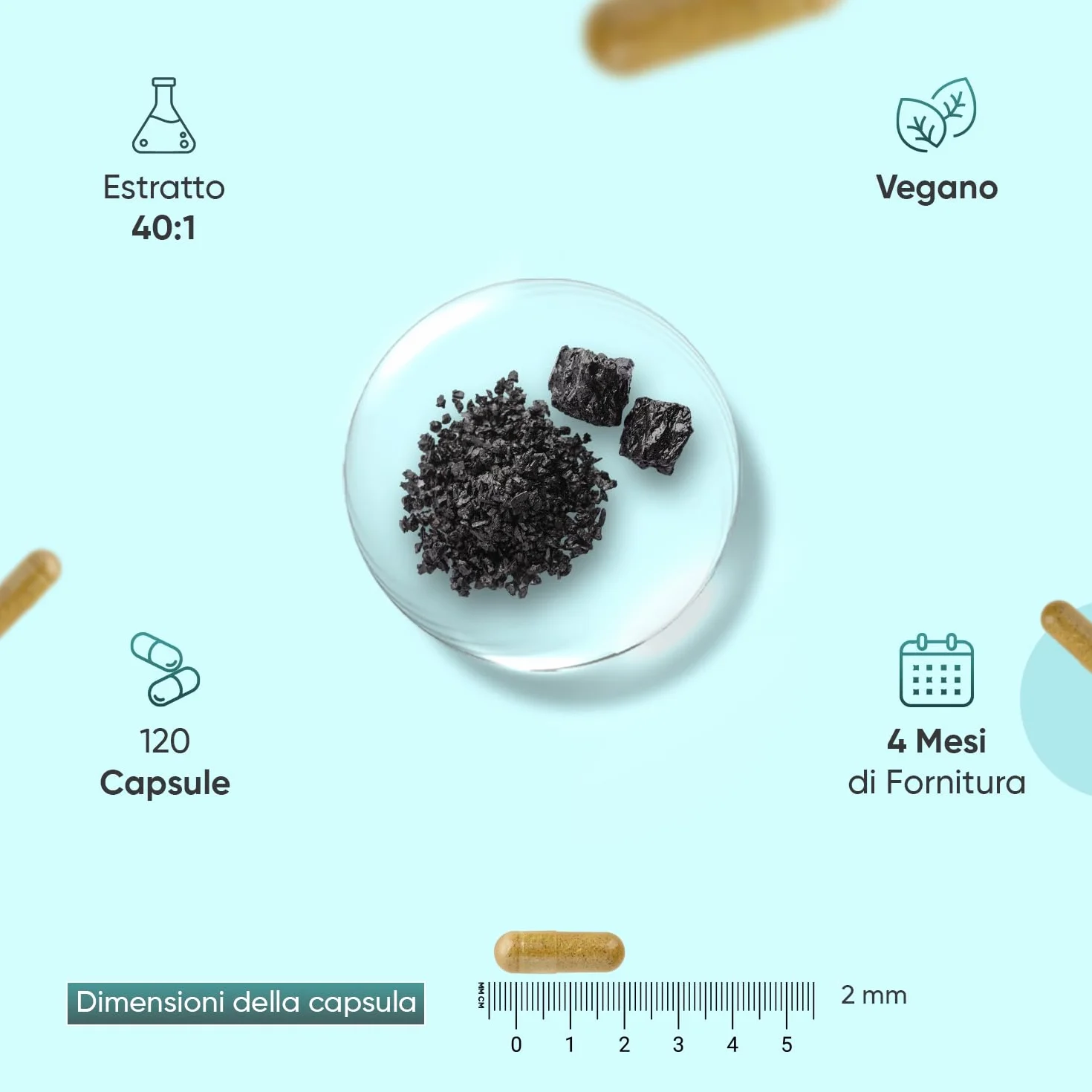 Shilajit Complex 18210mg, 120 Capsule Vegane, 1 al Giorno (per 4 Mesi), con Ashwagandha Bio, Curcuma Bio, Lions Mane Mushroom, Pepe Nero, Shilajit Integratore, Estratto 40:1, Senza Magnesio Stearato
