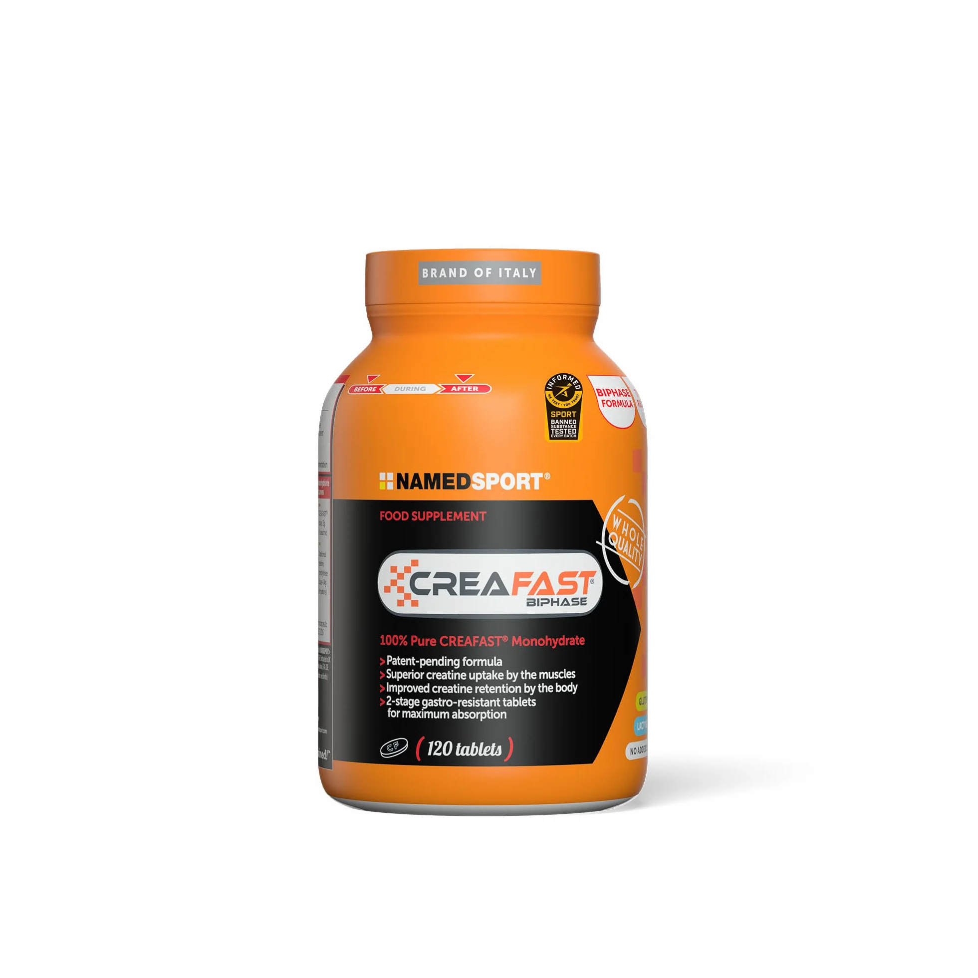 NAMEDSPORT Creafast 120 Compresse | Creatina Monoidrato per Performance e Recupero Muscolare | Integratore per Sportivi, Fitness e Bodybuilding | Pre e Post Workout