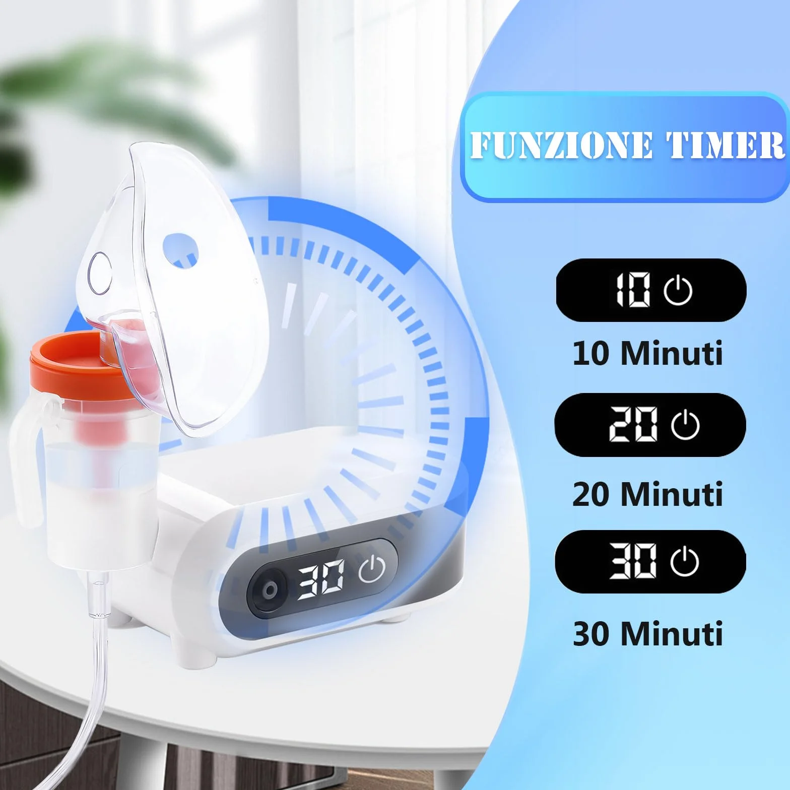 Wholede Aerosol Ultrasuoni Silenzioso - Nebulizzatore A Compressore, Areosol per Bambini ed Adulti con Boccaglio E Maschera, Velocità di Atomizzazione Regolabile, Funzione Timer