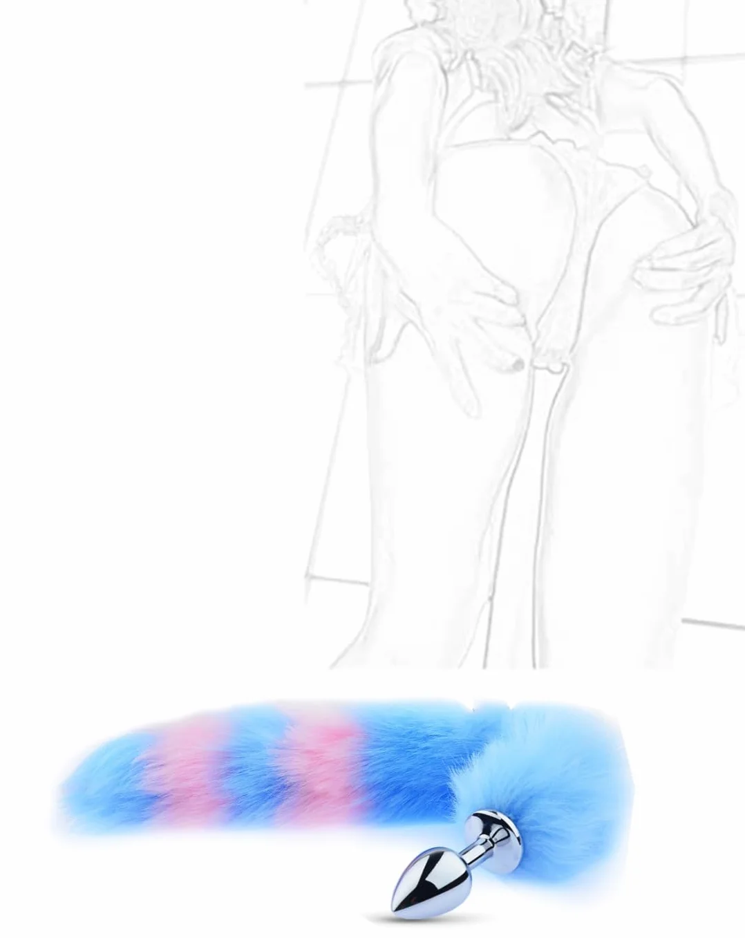 𝙎𝙚̣𝙭 𝙏σ𝙮𝙨 Un Set di Accessori per Coda di Volpe con Fascia per Orecchie di Gatto Godetevi La Coppia Giocosa E Affascinante! Cosplay Set di Quattro Pezzi Blu Un Regalo per Uomini E Donne
