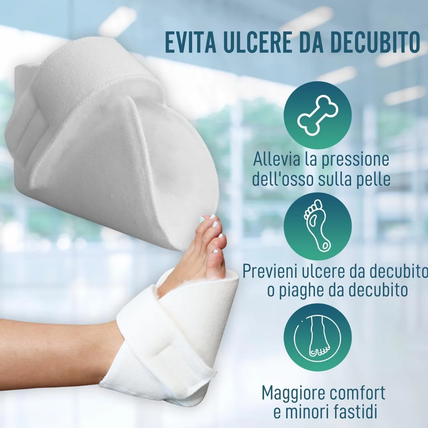 OrtoPrime Talloniere Antidecubito Bianche 1 Paio - Proteggi Talloni per Sedia a Rotelle