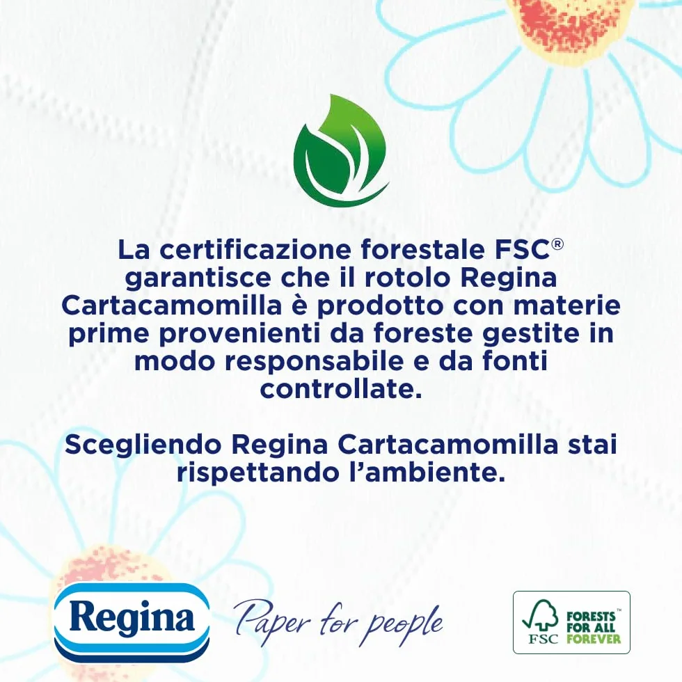 Regina Carta Igienica 4 Rotoli 3 Veli 300 Fogli Camomilla FSC