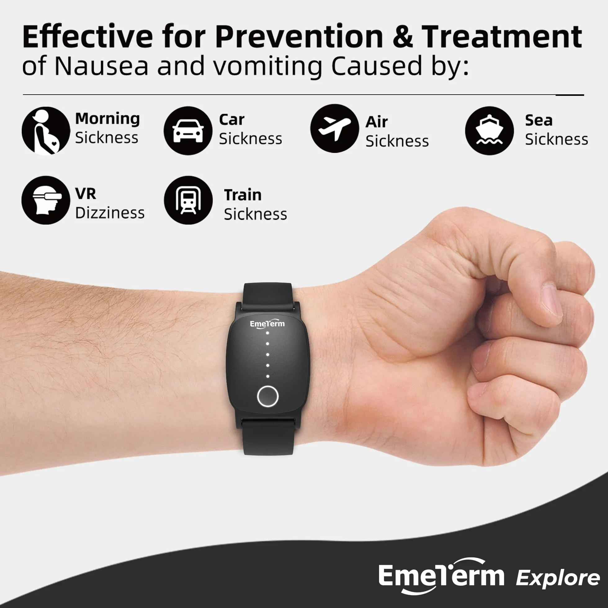 EmeTerm Explore Braccialetto anti-nausea Fit 4.7"-8" wrist
