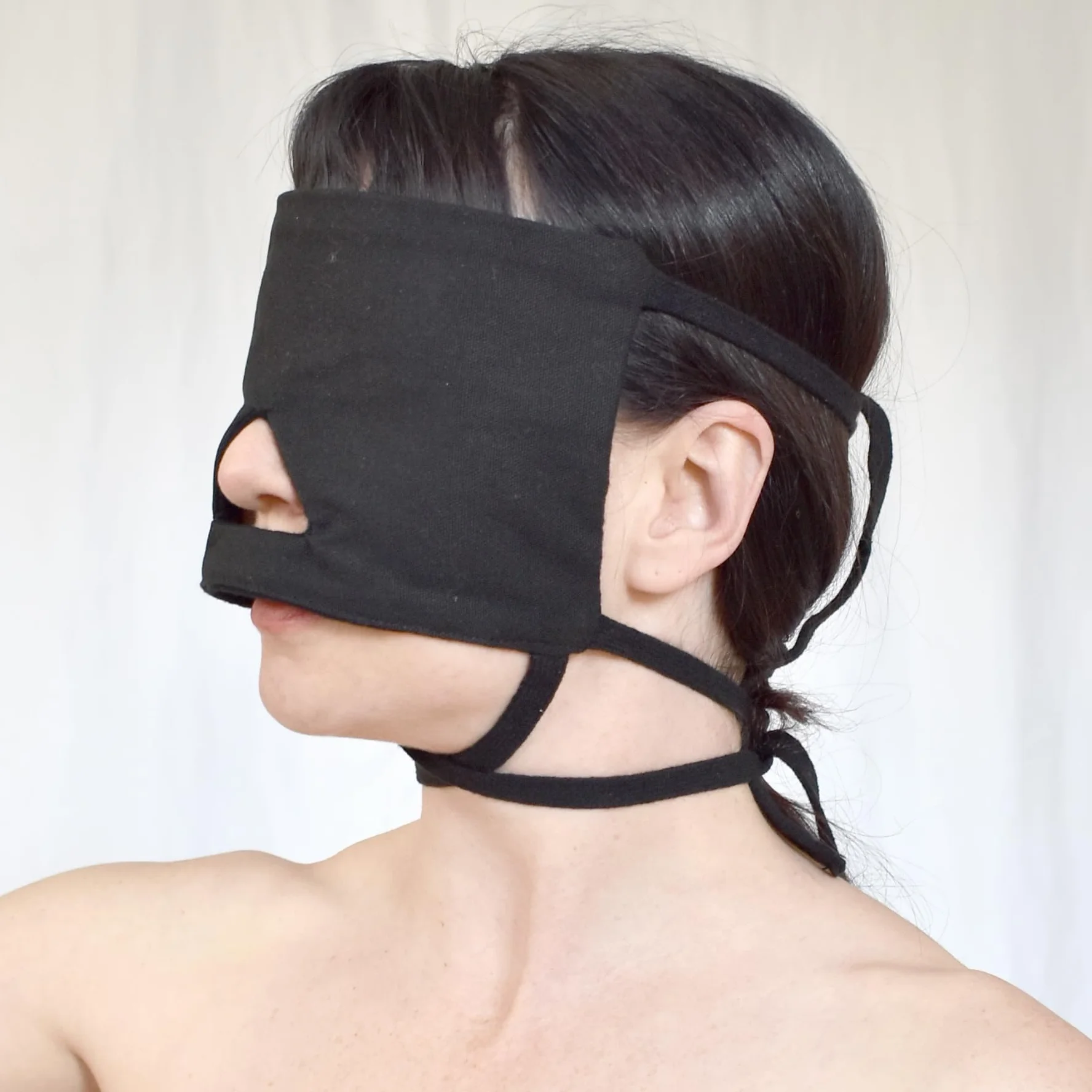 Benda BDSM in cotone – maschera opaca per gli occhi, 3 cinghie regolabili