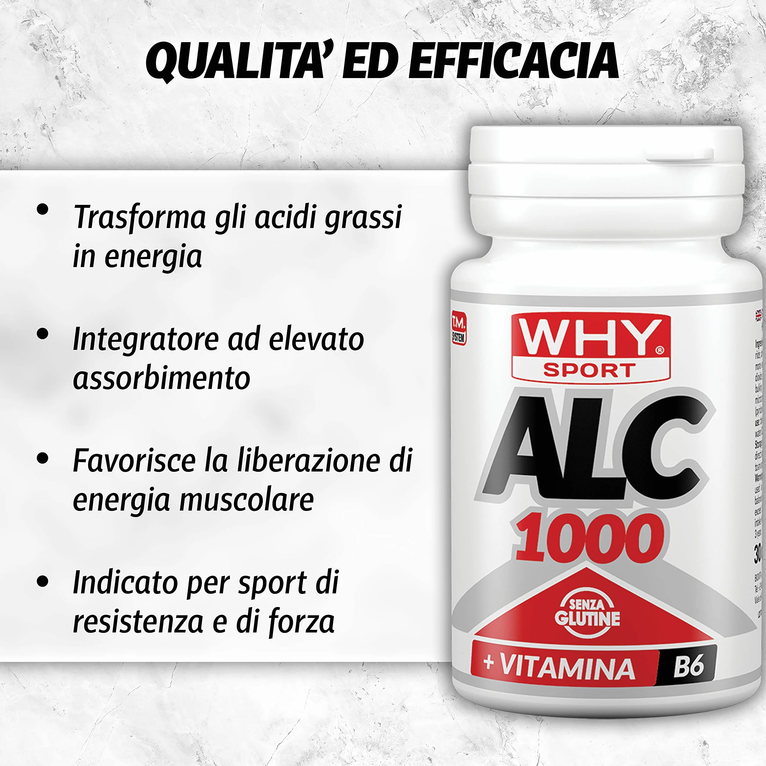 WHY SPORT ALC 1000 Integratore Alimentare Energetico Acetil l-carnitina 60 Compresse